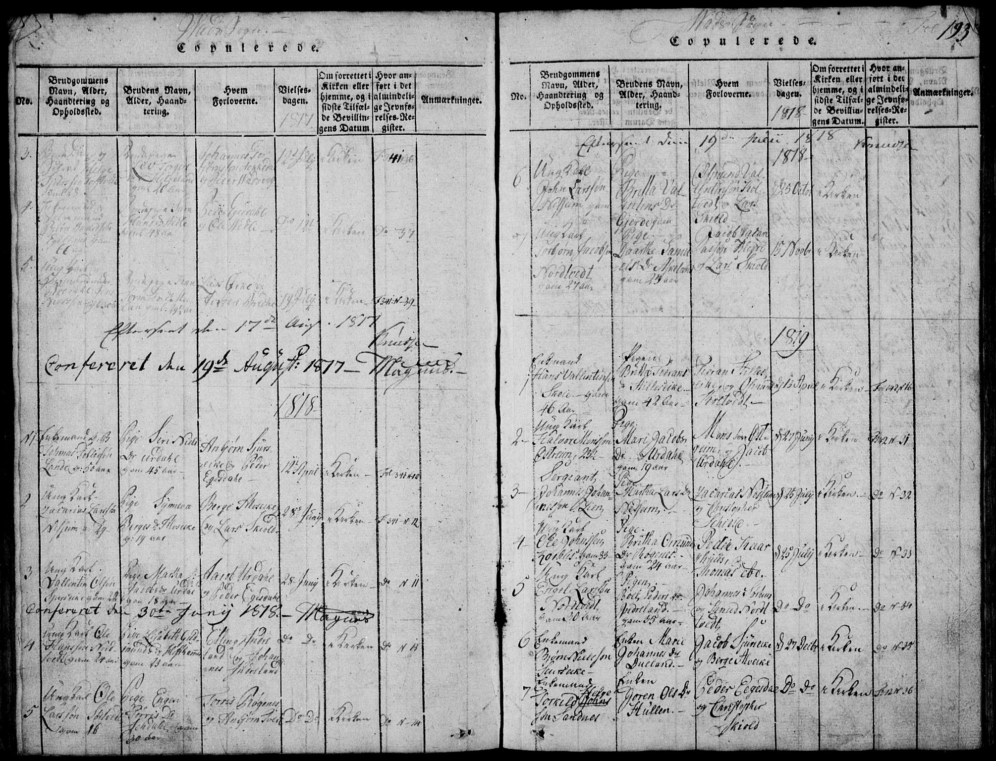 Skjold sokneprestkontor, SAST/A-101847/H/Ha/Hab/L0002: Parish register (copy) no. B 2 /2, 1815-1830, p. 193