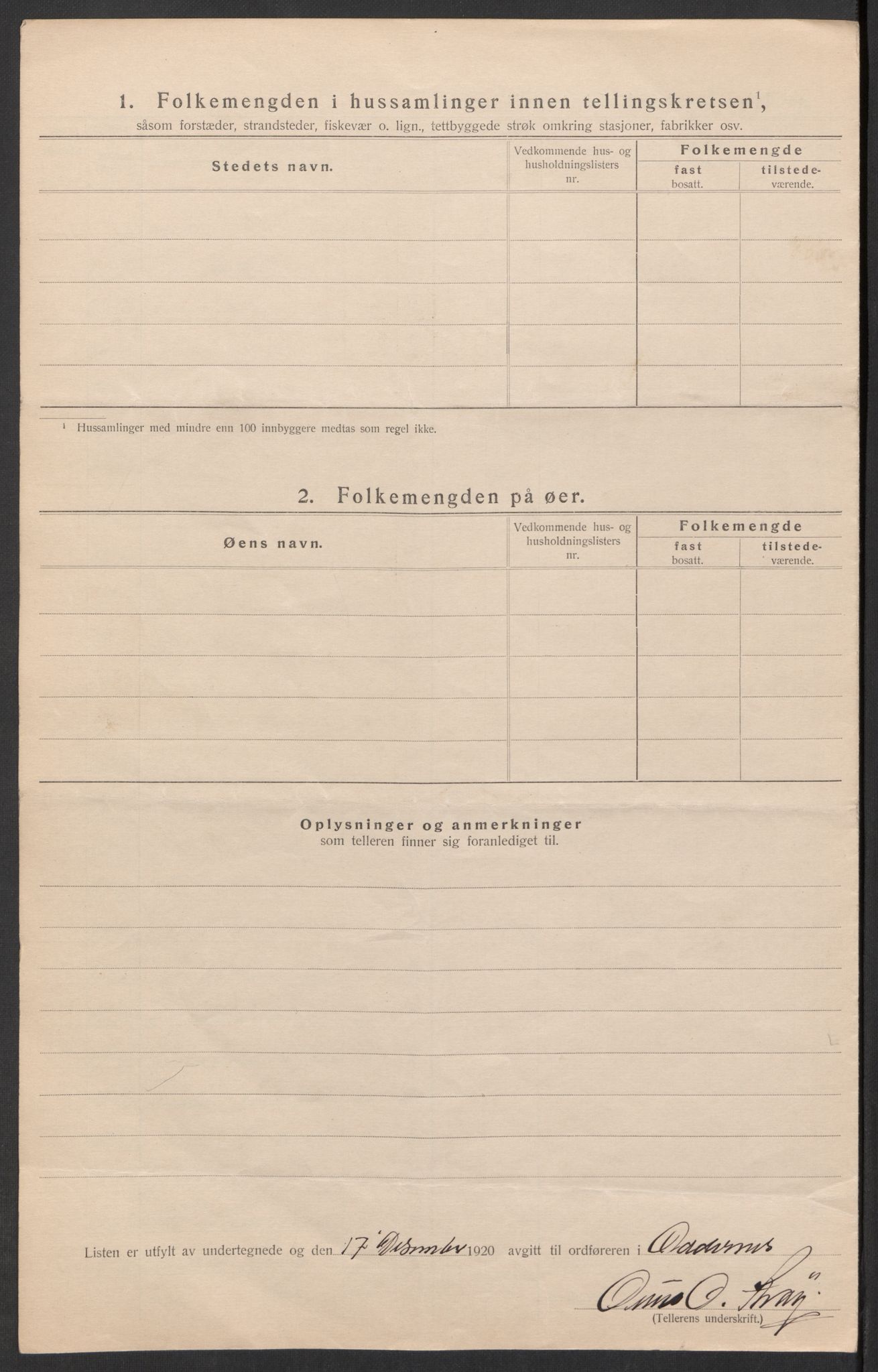 SAK, 1920 census for Oddernes, 1920, p. 39