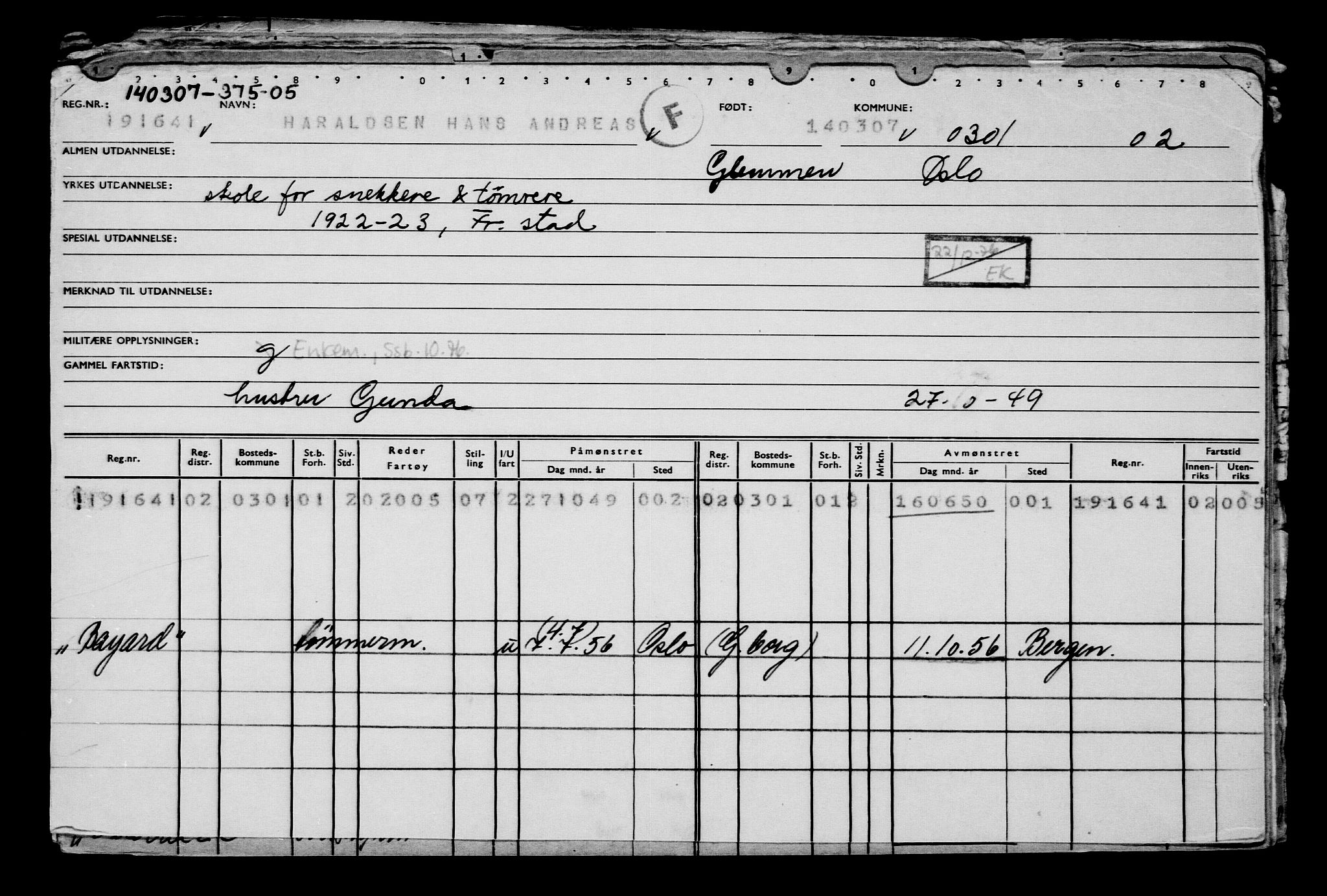 Direktoratet for sjømenn, AV/RA-S-3545/G/Gb/L0070: Hovedkort, 1907, p. 156