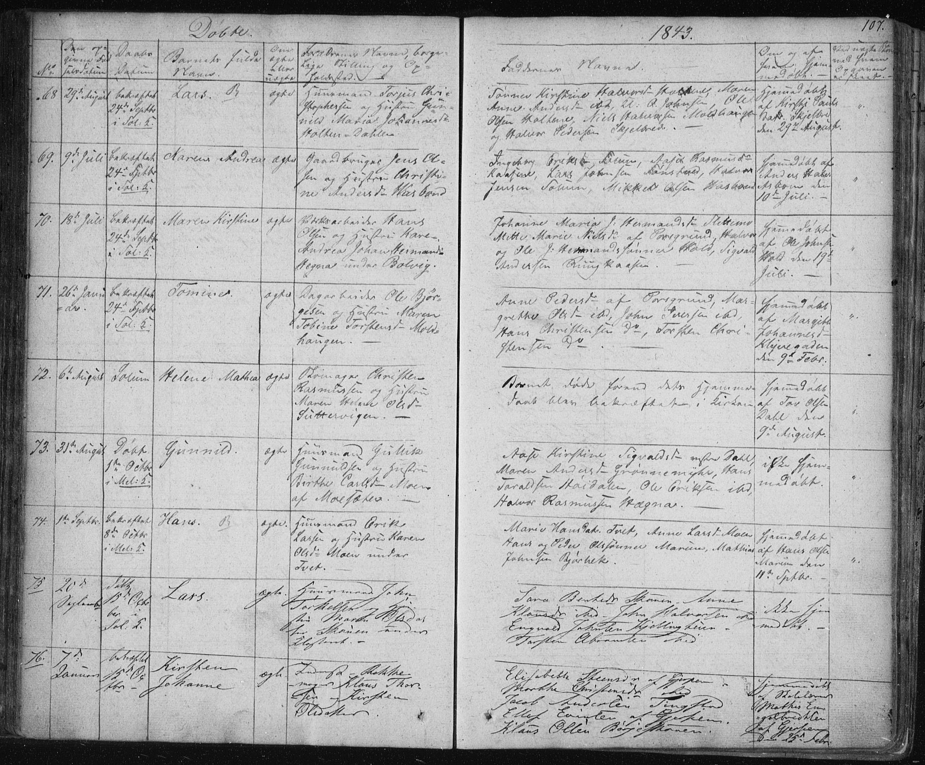 Solum kirkebøker, AV/SAKO-A-306/F/Fa/L0005: Parish register (official) no. I 5, 1833-1843, p. 107