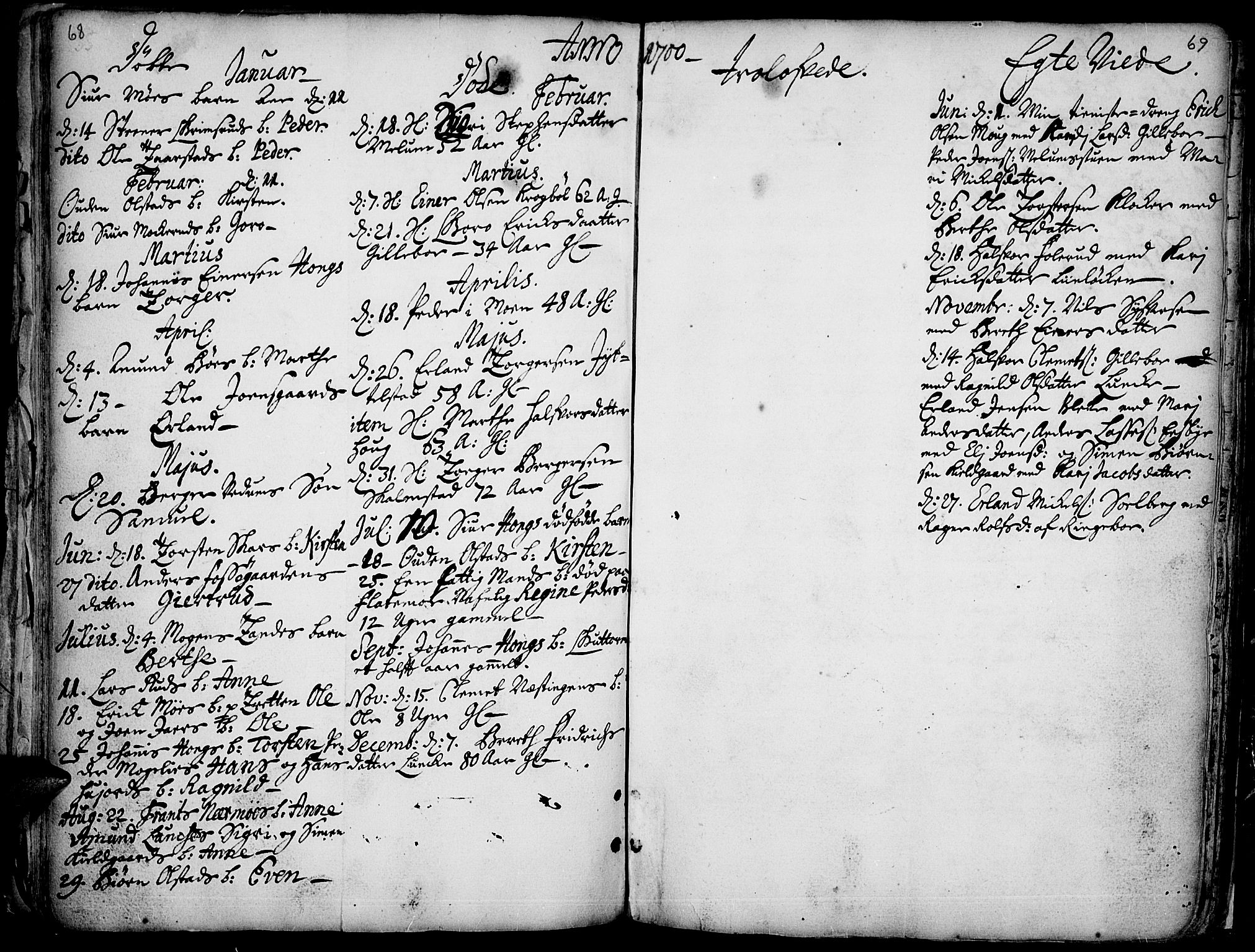 Øyer prestekontor, SAH/PREST-084/H/Ha/Haa/L0001: Parish register (official) no. 1, 1671-1727, p. 68-69