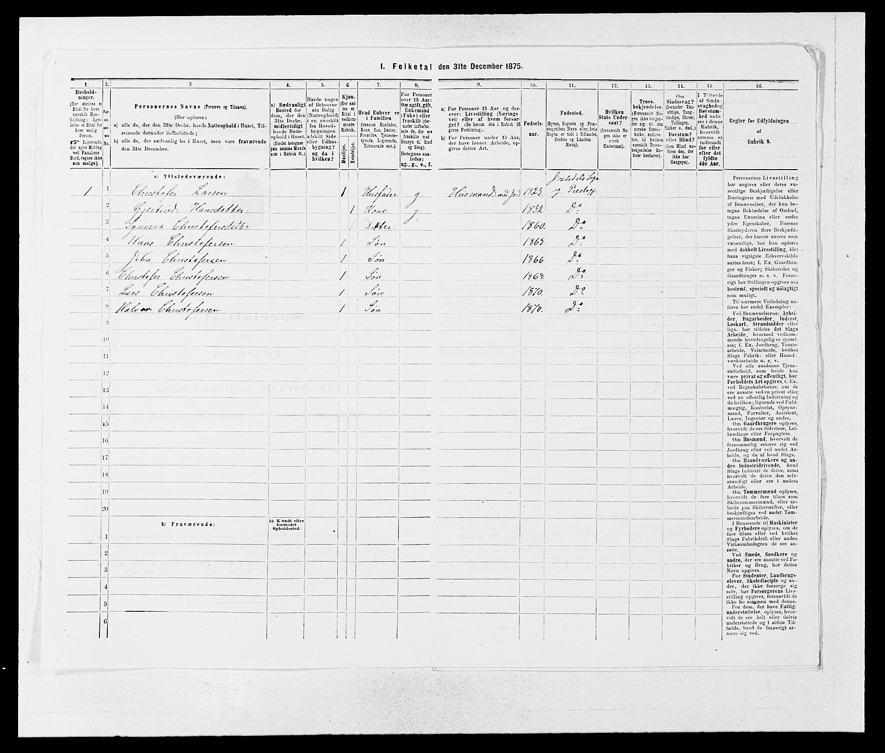 SAB, 1875 census for 1427P Jostedal, 1875, p. 88