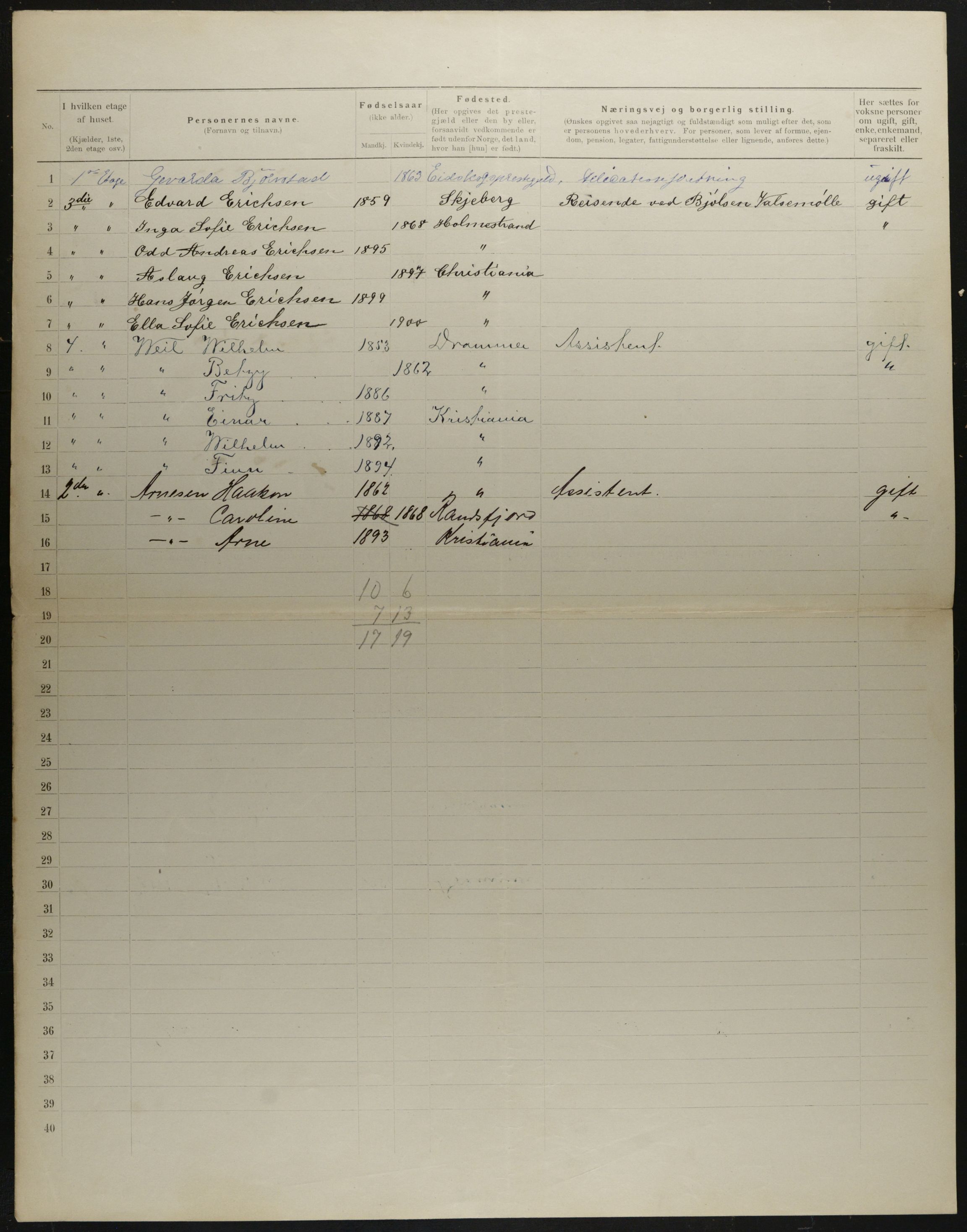 OBA, Municipal Census 1901 for Kristiania, 1901, p. 4695