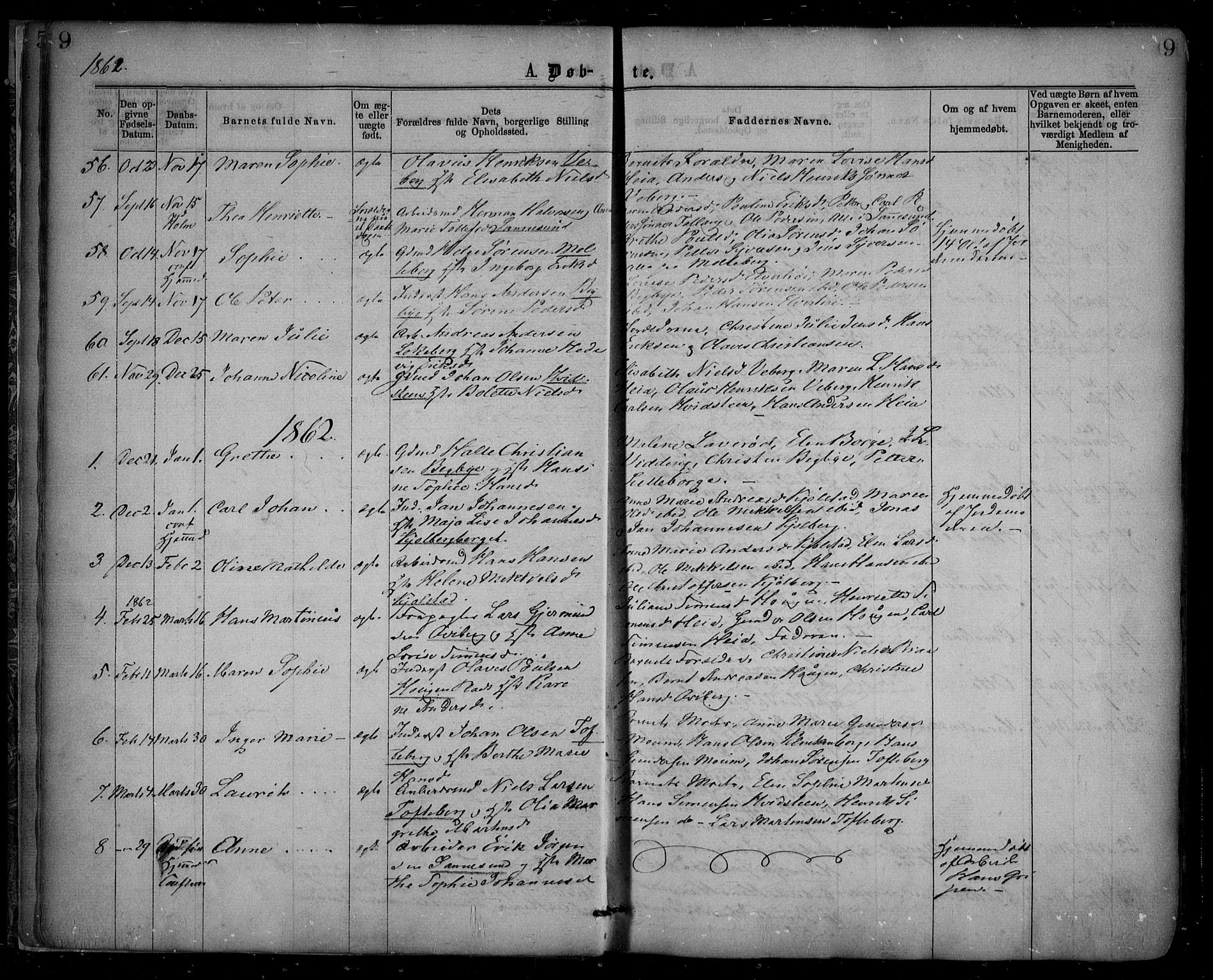 Borge prestekontor Kirkebøker, SAO/A-10903/F/Fa/L0006: Parish register (official) no. I 6, 1861-1874, p. 9