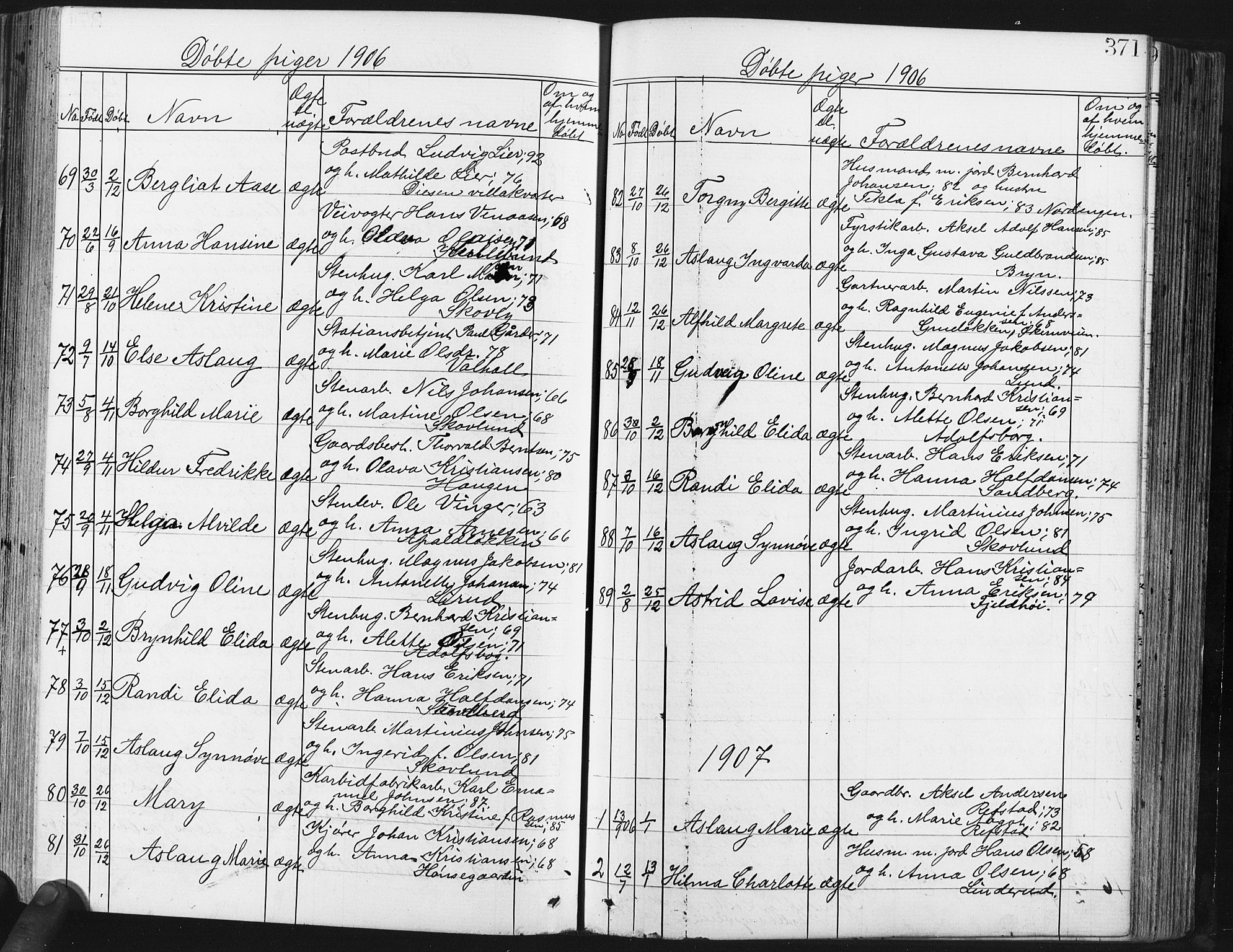 Østre Aker prestekontor Kirkebøker, SAO/A-10840/G/Ga/L0003: Parish register (copy) no. I 3, 1868-1913, p. 371