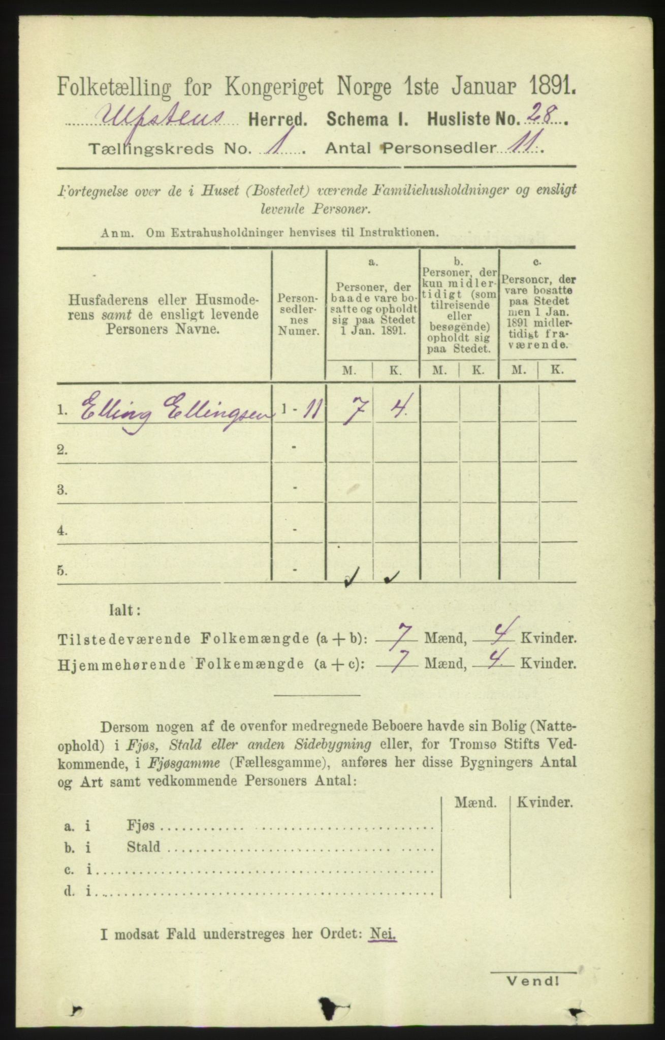 RA, 1891 census for 1516 Ulstein, 1891, p. 57