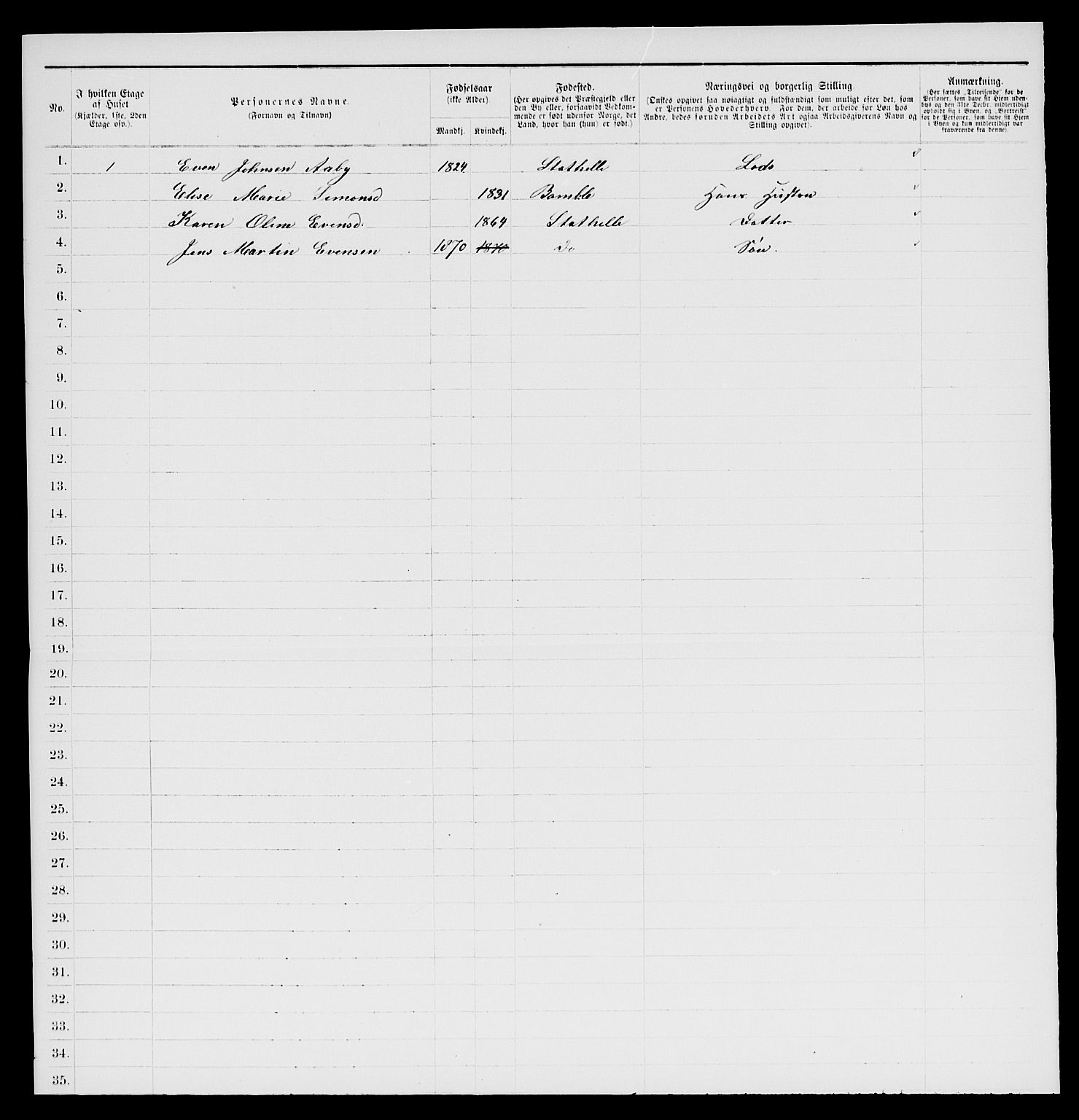 SAKO, 1885 census for 0803 Stathelle, 1885, p. 8