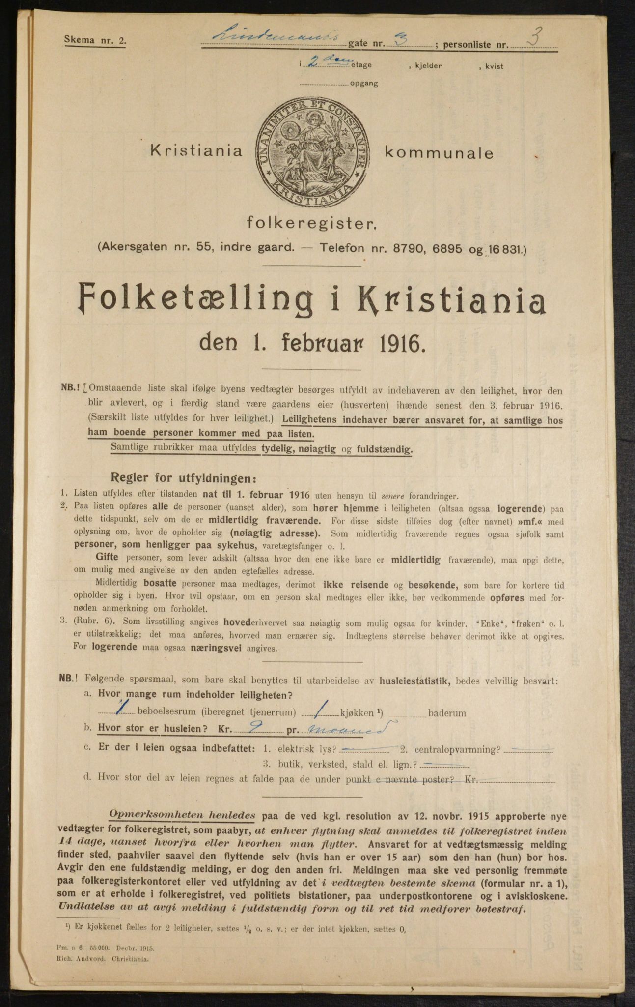 OBA, Municipal Census 1916 for Kristiania, 1916, p. 58912