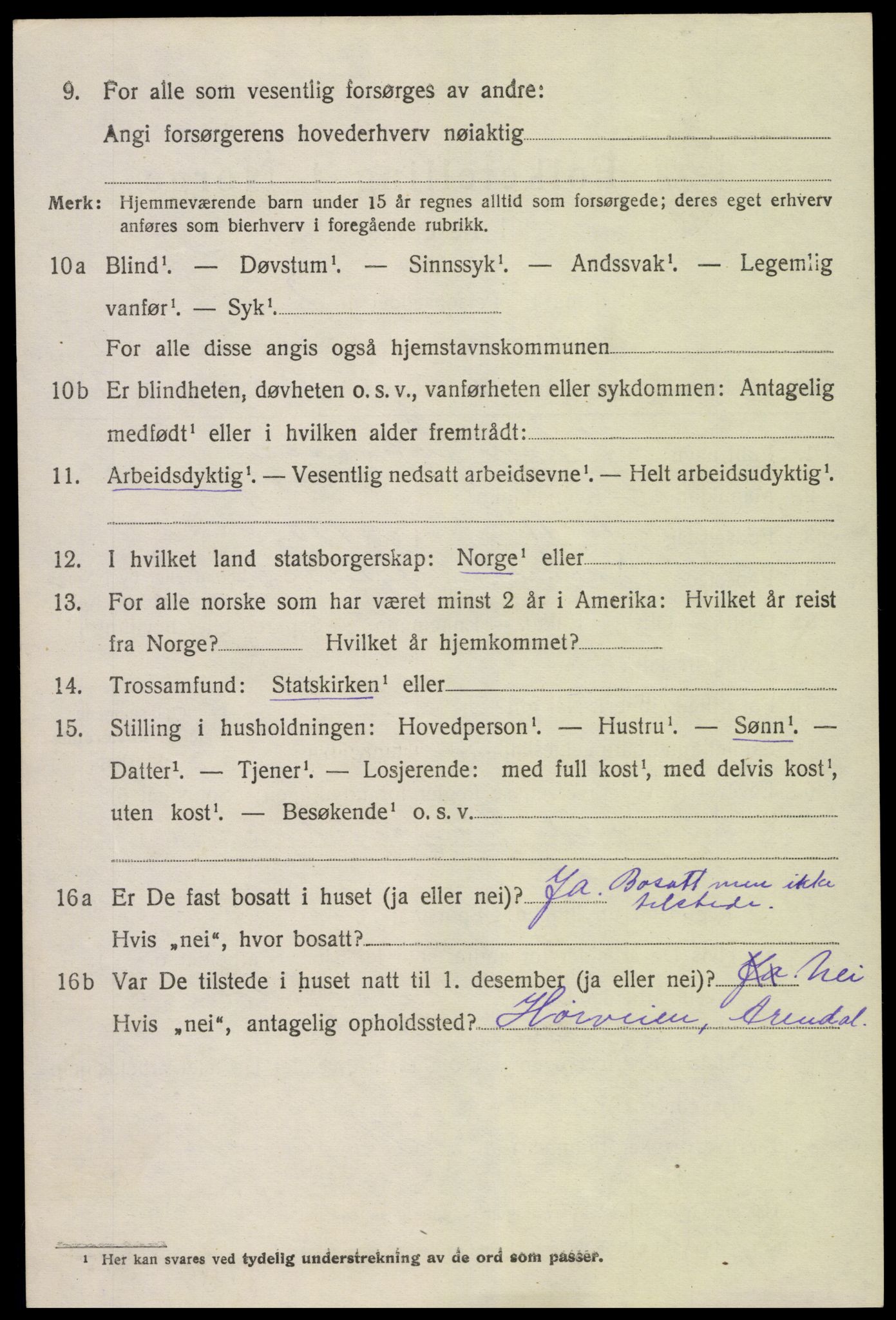 SAK, 1920 census for Øyestad, 1920, p. 3685