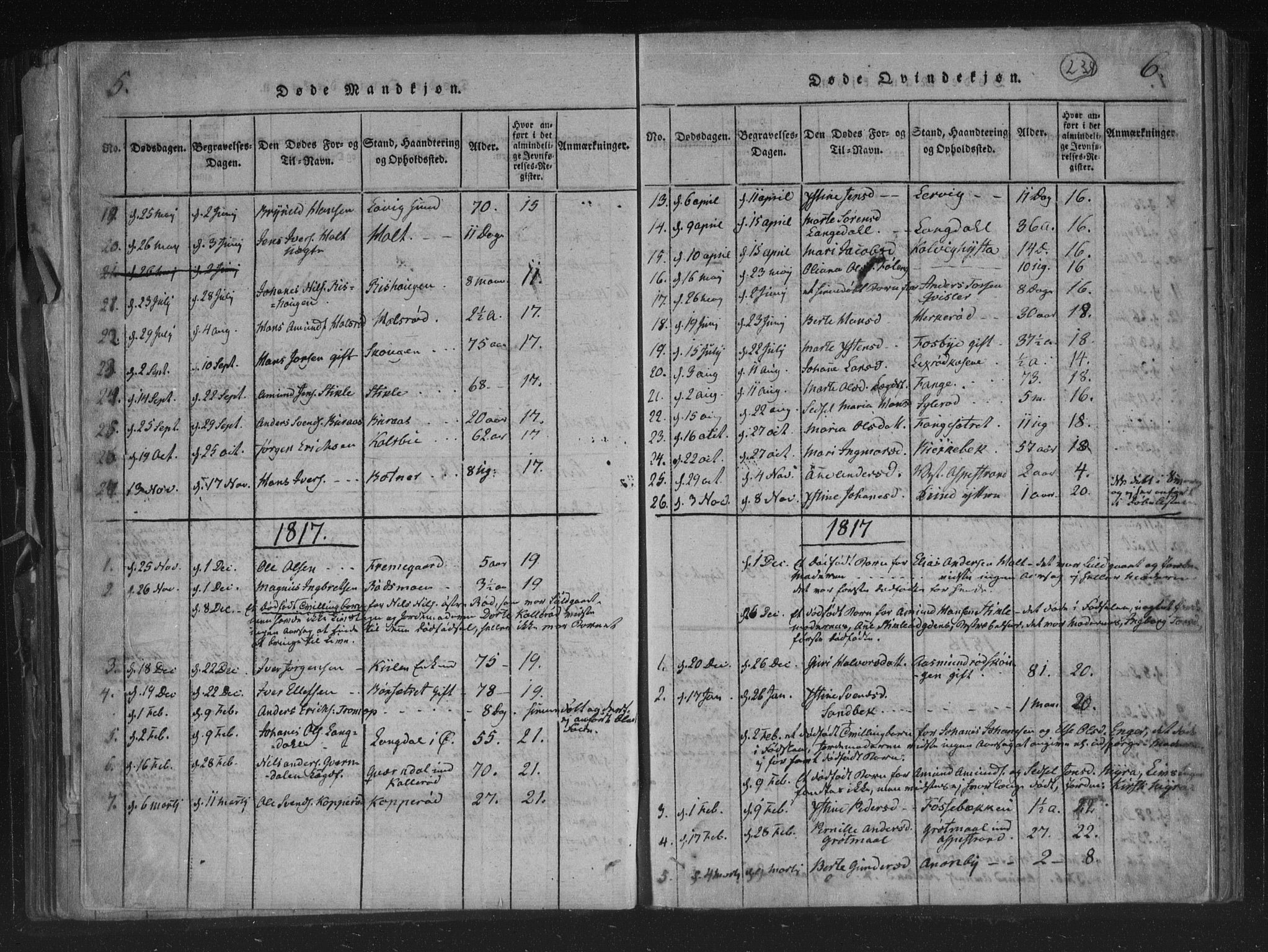 Aremark prestekontor Kirkebøker, SAO/A-10899/F/Fc/L0001: Parish register (official) no. III 1, 1814-1834, p. 5-6