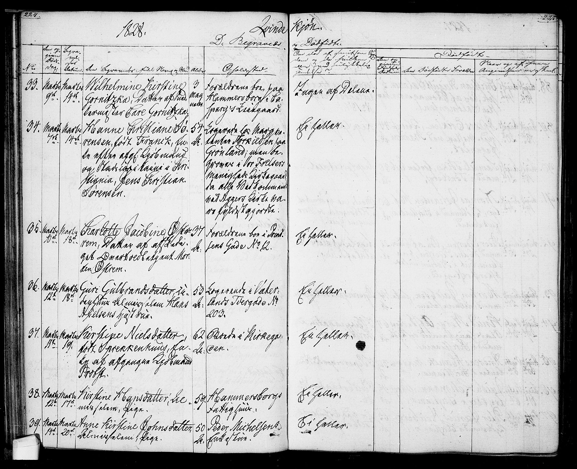 Oslo domkirke Kirkebøker, AV/SAO-A-10752/F/Fa/L0022: Parish register (official) no. 22, 1824-1829, p. 224-225