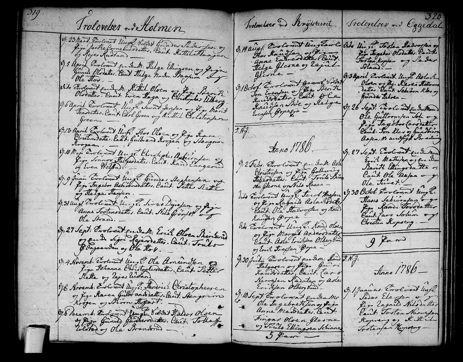 Sigdal kirkebøker, SAKO/A-245/F/Fa/L0002: Parish register (official) no. I 2, 1778-1792, p. 319-320