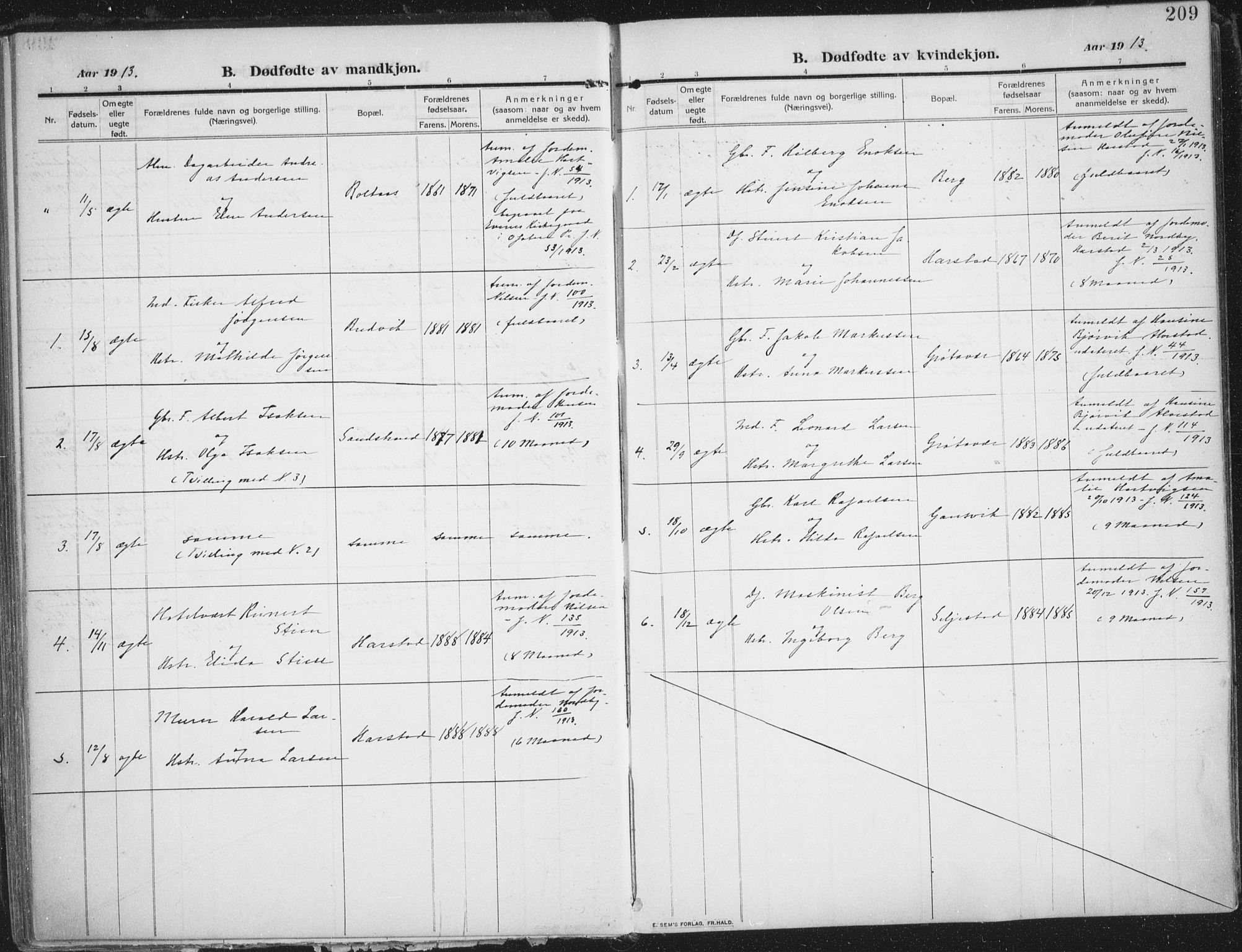 Trondenes sokneprestkontor, SATØ/S-1319/H/Ha/L0018kirke: Parish register (official) no. 18, 1909-1918, p. 209
