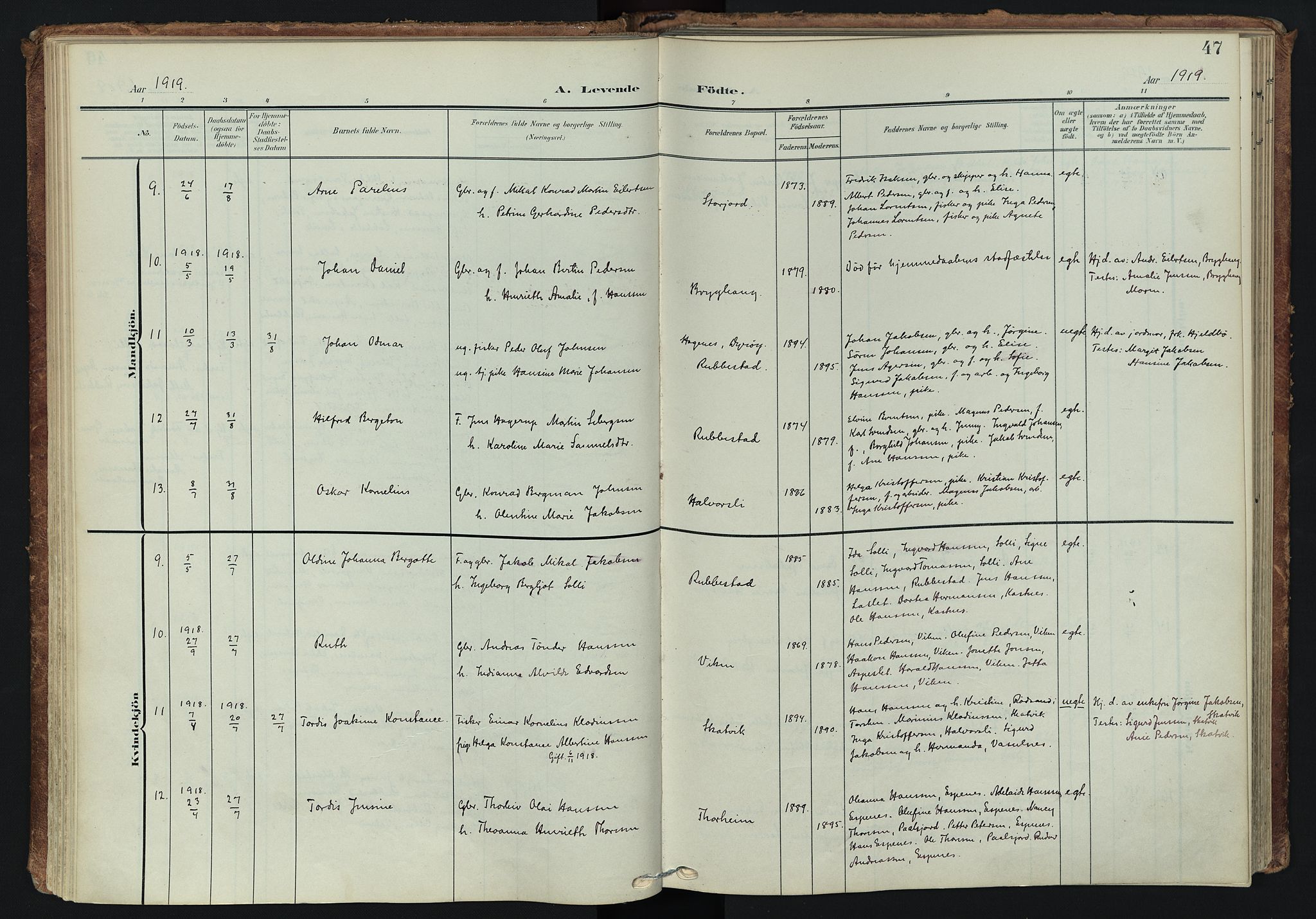 Tranøy sokneprestkontor, AV/SATØ-S-1313/I/Ia/Iaa/L0014kirke: Parish register (official) no. 14, 1905-1919, p. 47