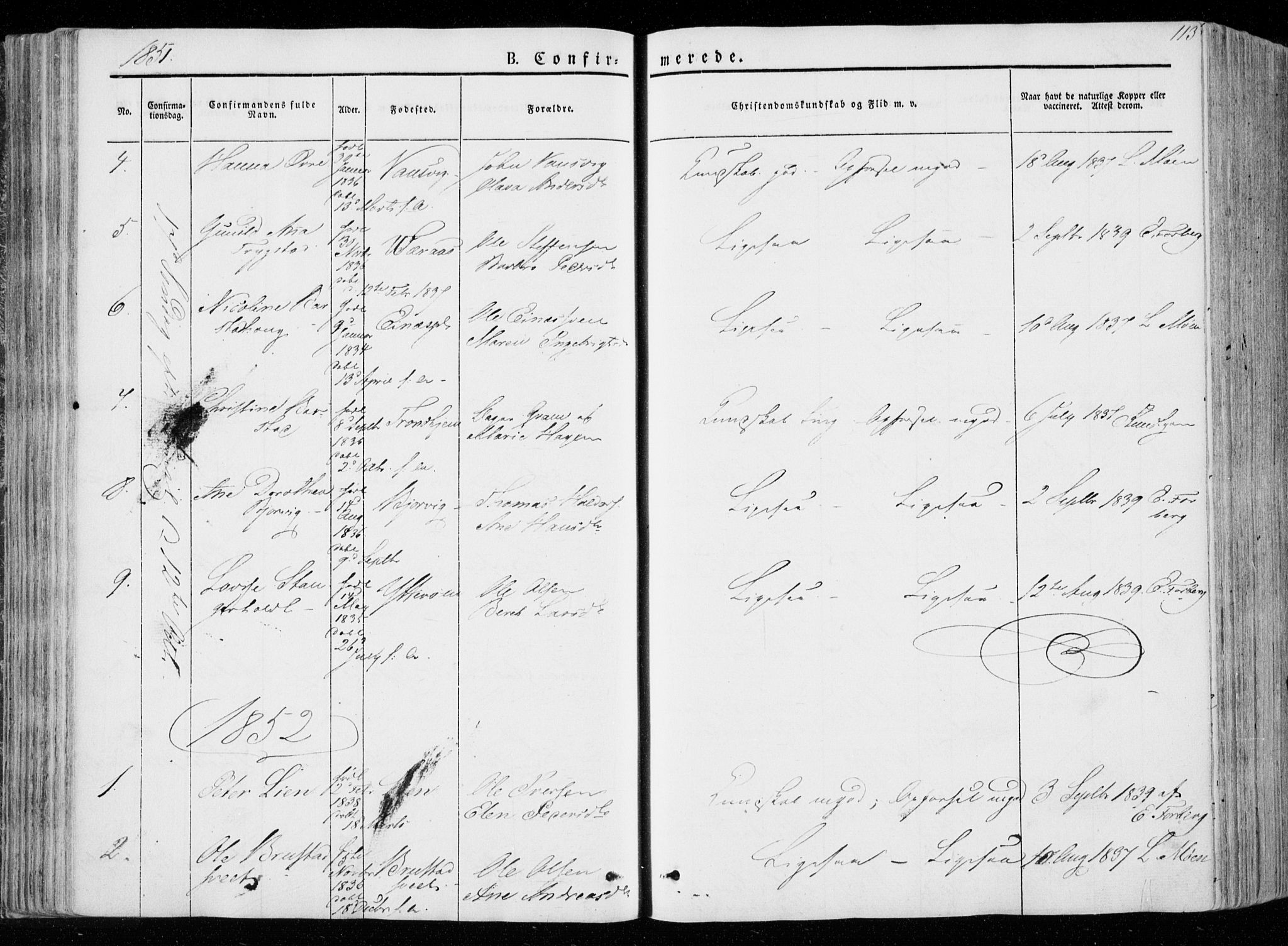Ministerialprotokoller, klokkerbøker og fødselsregistre - Nord-Trøndelag, SAT/A-1458/722/L0218: Parish register (official) no. 722A05, 1843-1868, p. 113