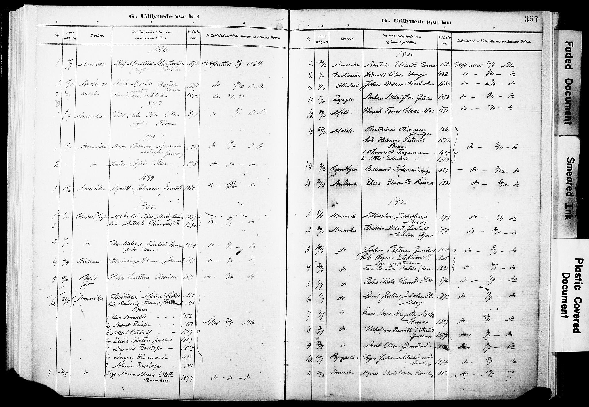 Ministerialprotokoller, klokkerbøker og fødselsregistre - Nordland, AV/SAT-A-1459/891/L1305: Parish register (official) no. 891A10, 1895-1921, p. 357