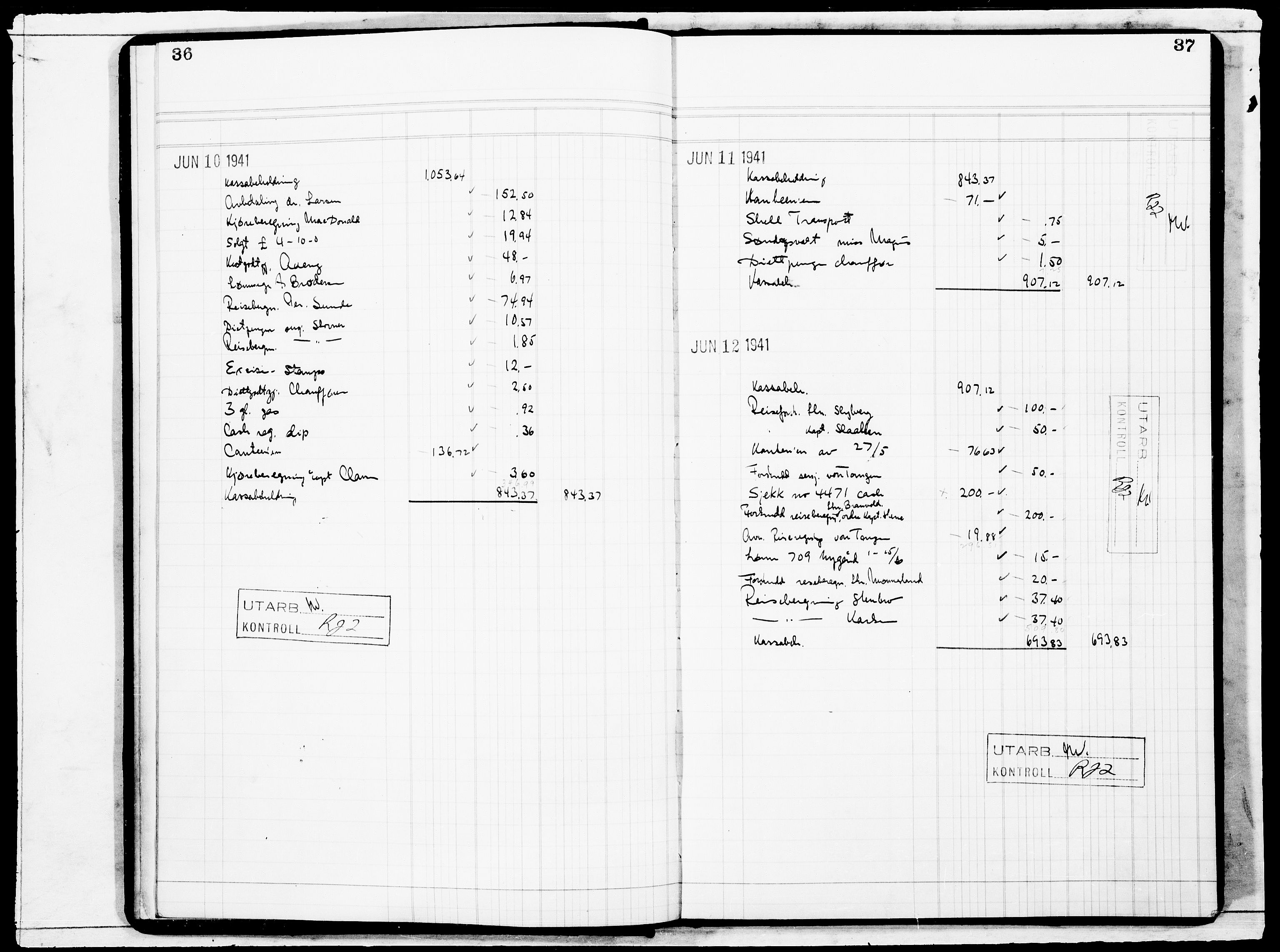 Forsvaret, Flyvåpnenes treningsleir 1940-1945, AV/RA-RAFA-3974/V/L0018: Regnskaper.  Se "Index" for detaljert oversikt over innholdet., 1940-1945