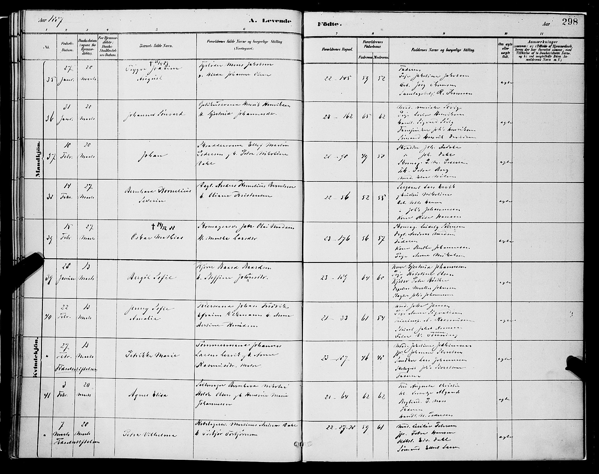 Korskirken sokneprestembete, SAB/A-76101/H/Hab: Parish register (copy) no. B 8, 1878-1887, p. 298