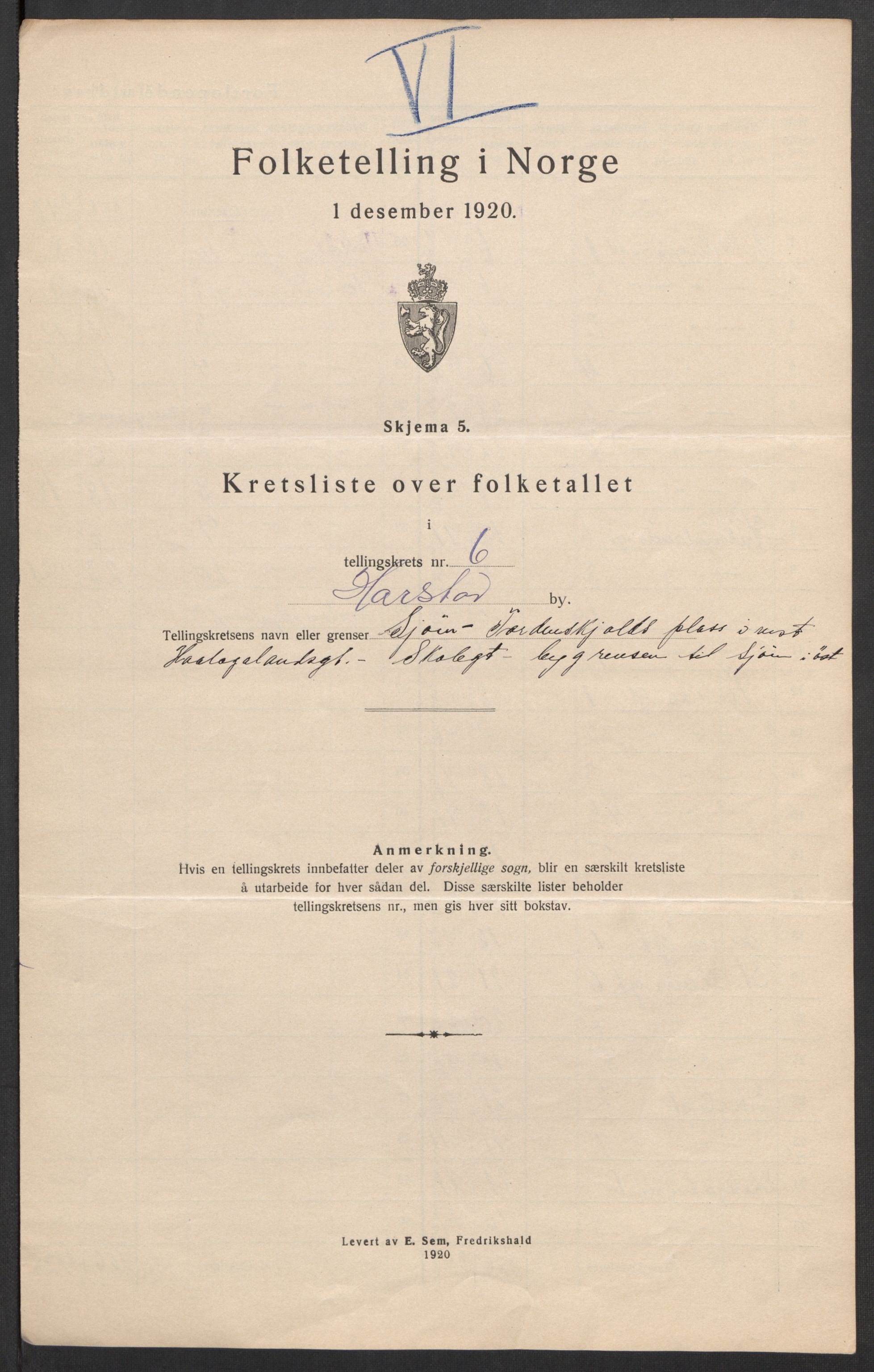 SATØ, 1920 census for Harstad, 1920, p. 22