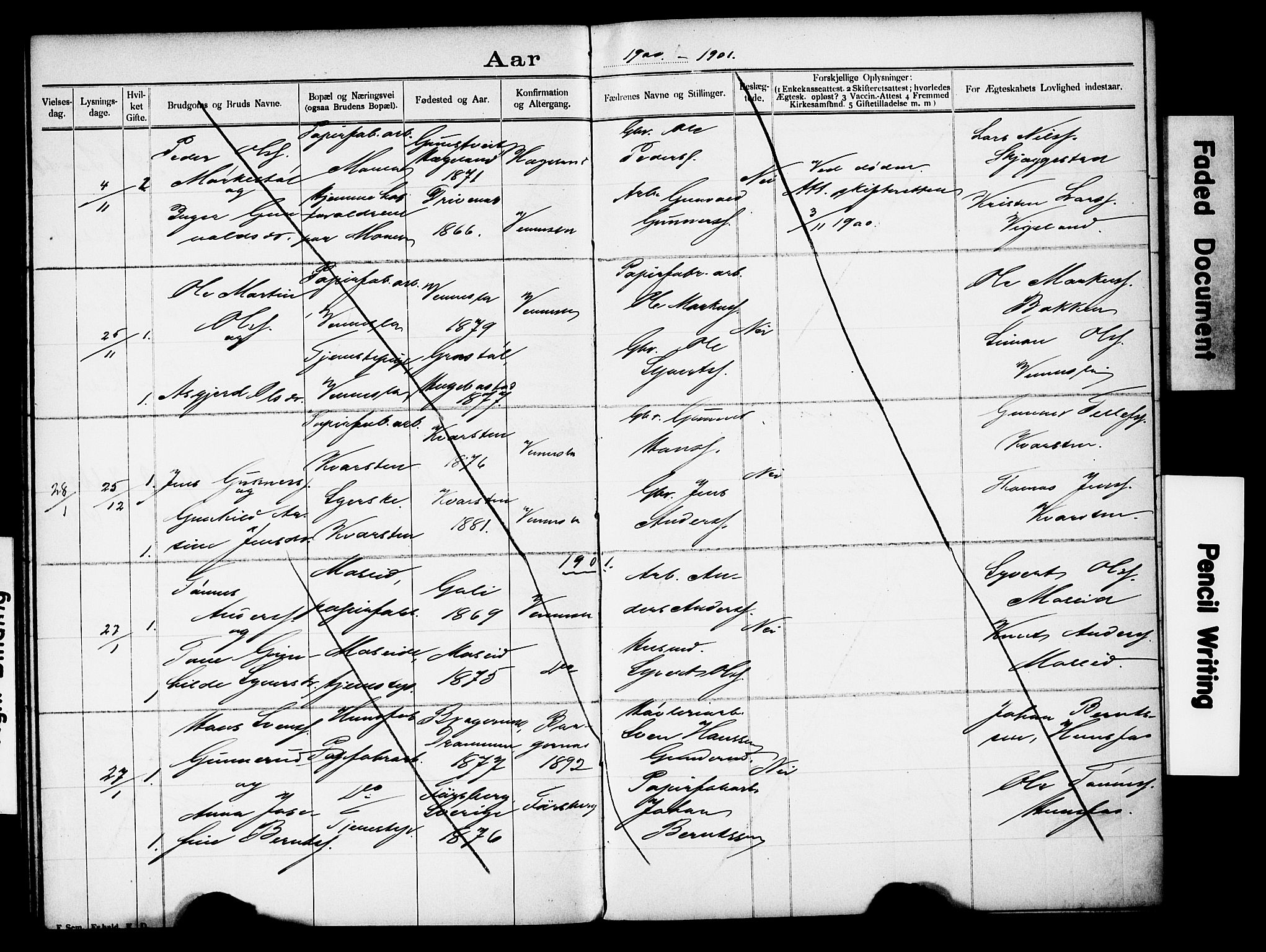 Vennesla sokneprestkontor, AV/SAK-1111-0045/J/L0032/0004: Banns register no. II 5 2, 1892-1917, p. 37