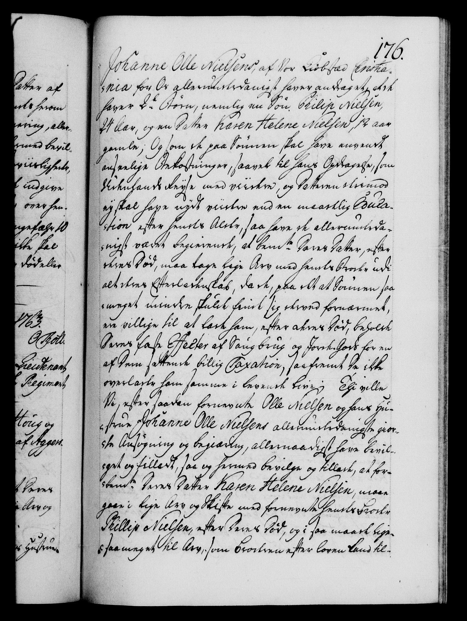 Danske Kanselli 1572-1799, AV/RA-EA-3023/F/Fc/Fca/Fcaa/L0042: Norske registre, 1763-1766, p. 176a