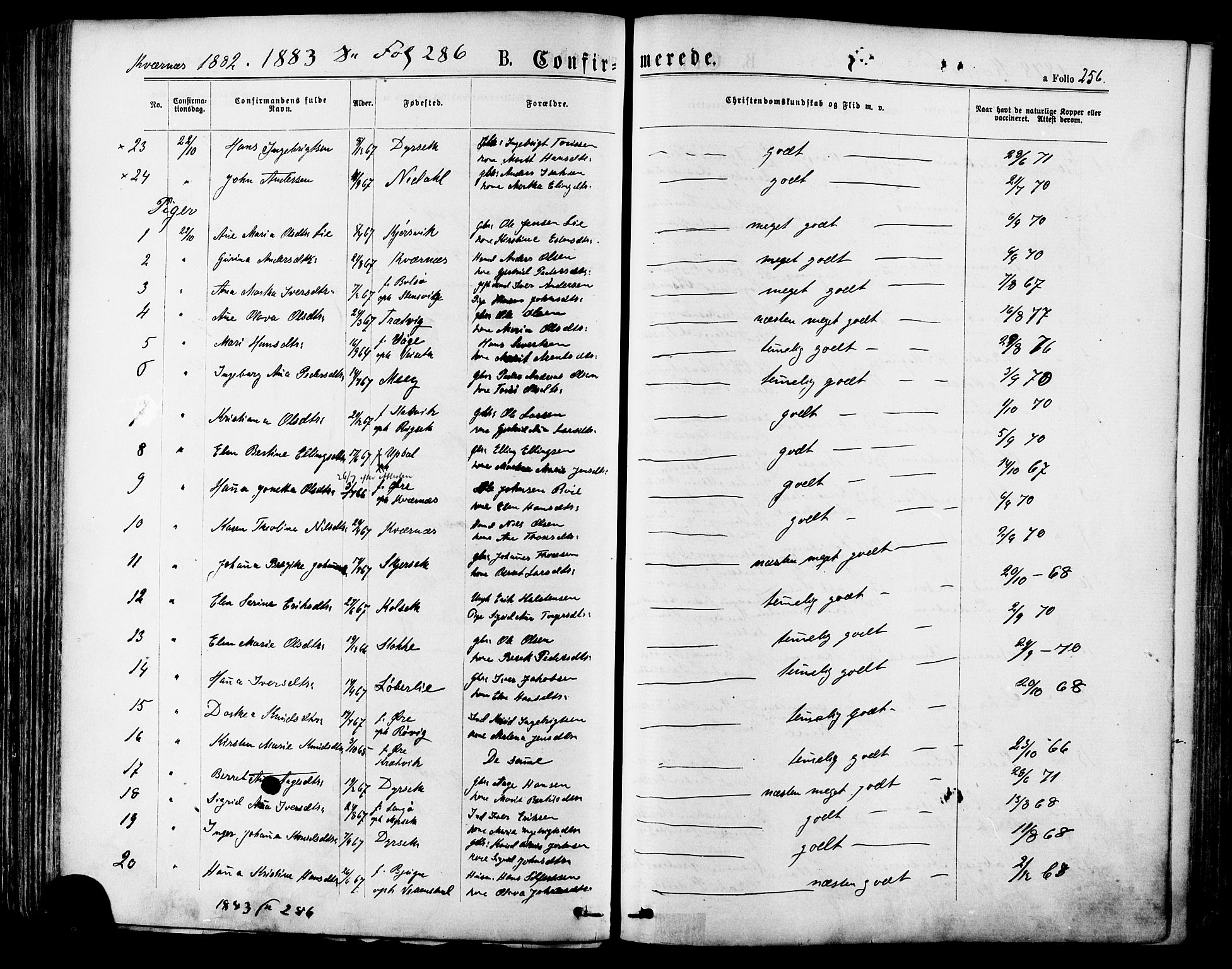 Ministerialprotokoller, klokkerbøker og fødselsregistre - Møre og Romsdal, SAT/A-1454/568/L0805: Parish register (official) no. 568A12 /1, 1869-1884, p. 256