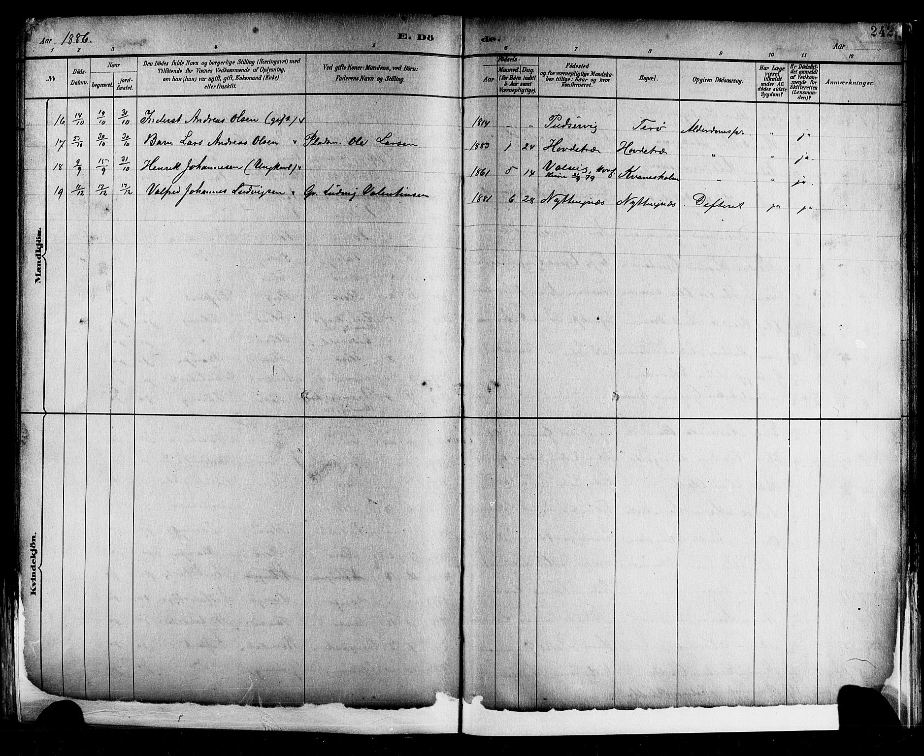 Kinn sokneprestembete, SAB/A-80801/H/Hab/Haba/L0002: Parish register (copy) no. A 2, 1882-1906, p. 242