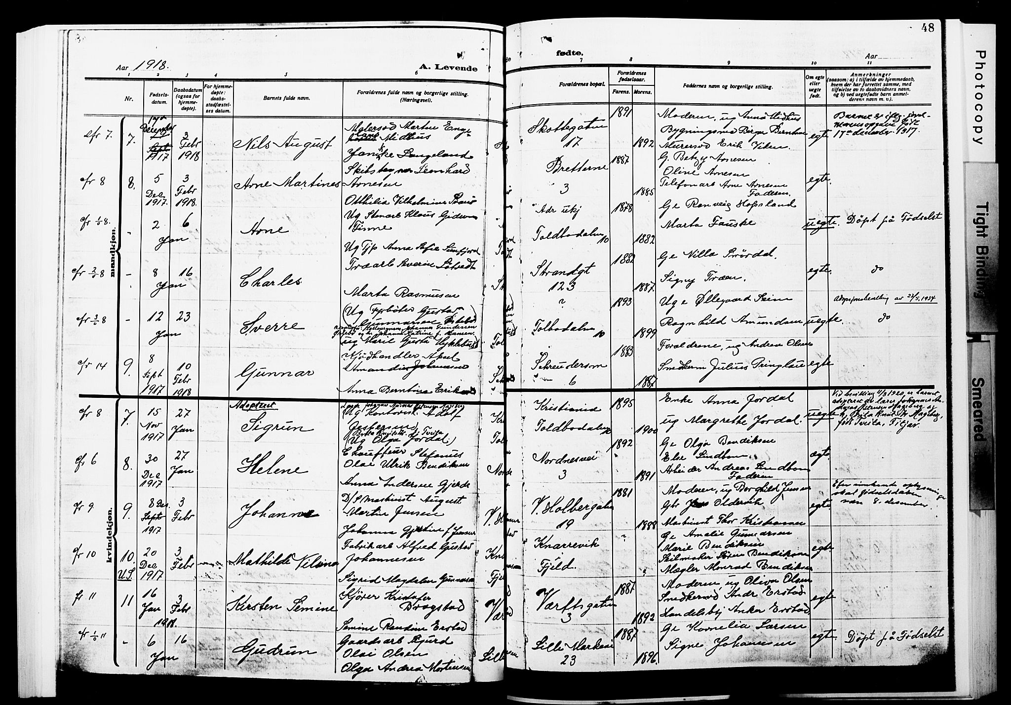 Nykirken Sokneprestembete, SAB/A-77101/H/Hab: Parish register (copy) no. B 7, 1916-1921, p. 48