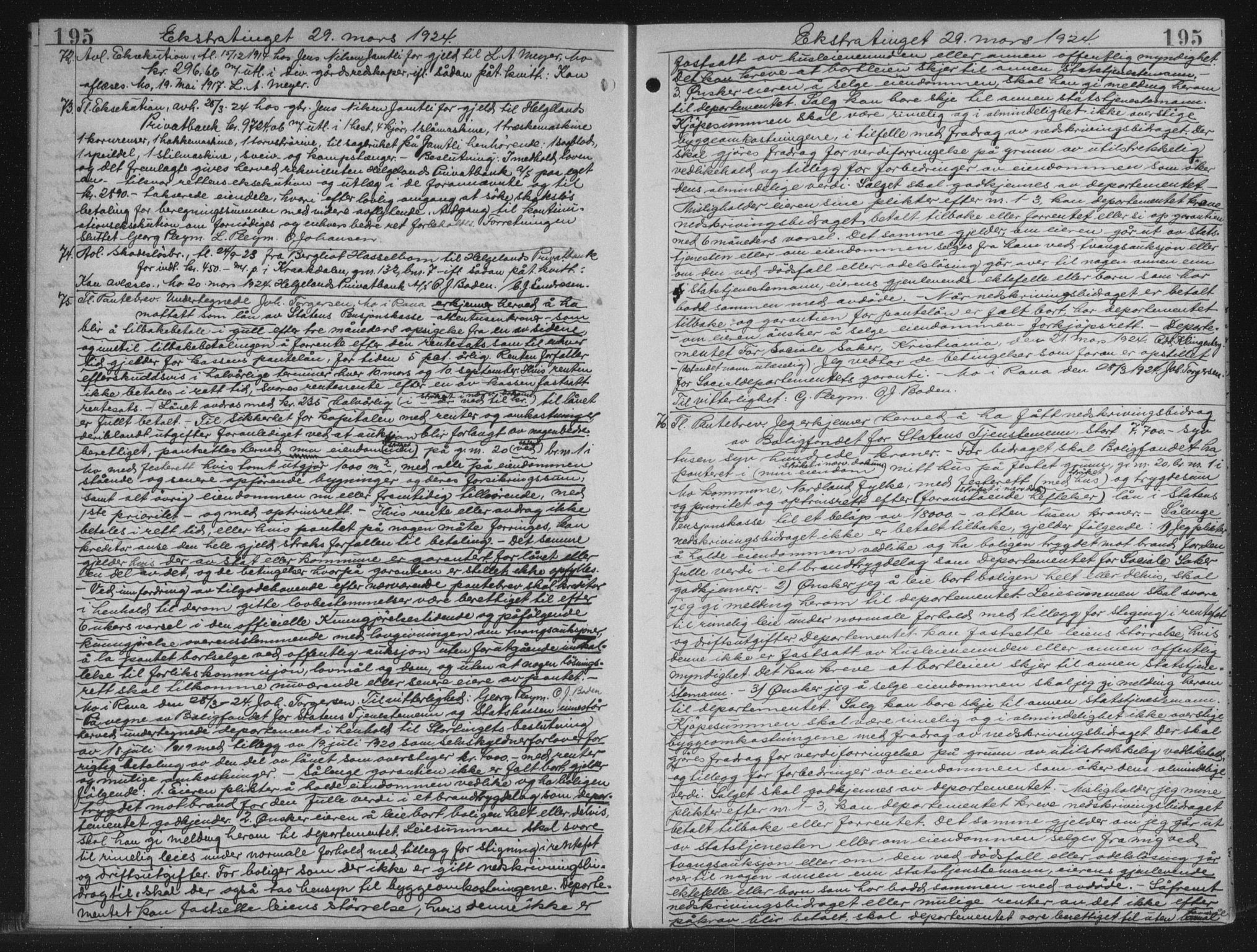 Rana sorenskriveri , AV/SAT-A-1108/1/2/2C/L0018: Mortgage book no. 18, 1923-1928, p. 195, Deed date: 29.03.1924
