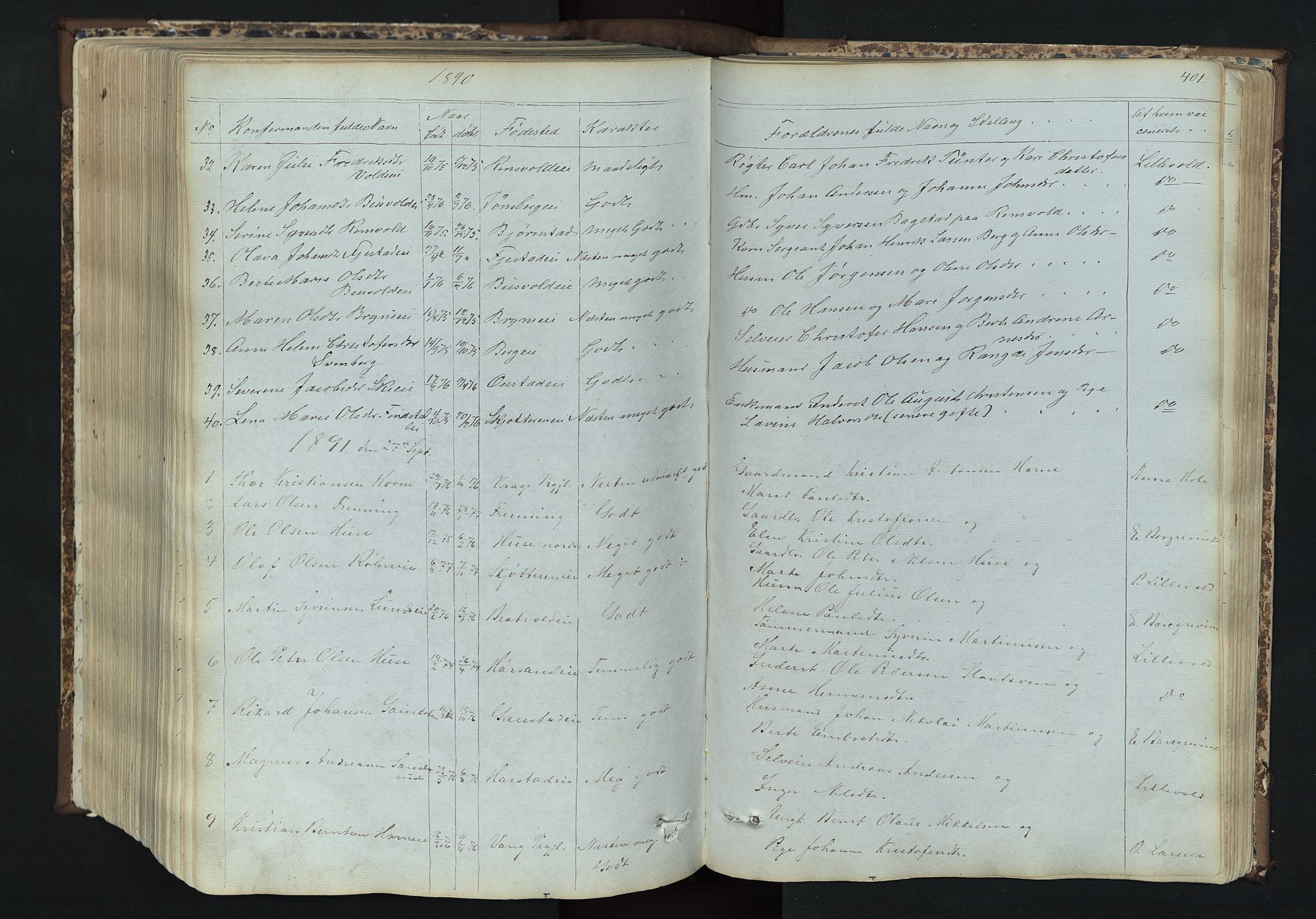 Romedal prestekontor, SAH/PREST-004/L/L0011: Parish register (copy) no. 11, 1867-1895, p. 401