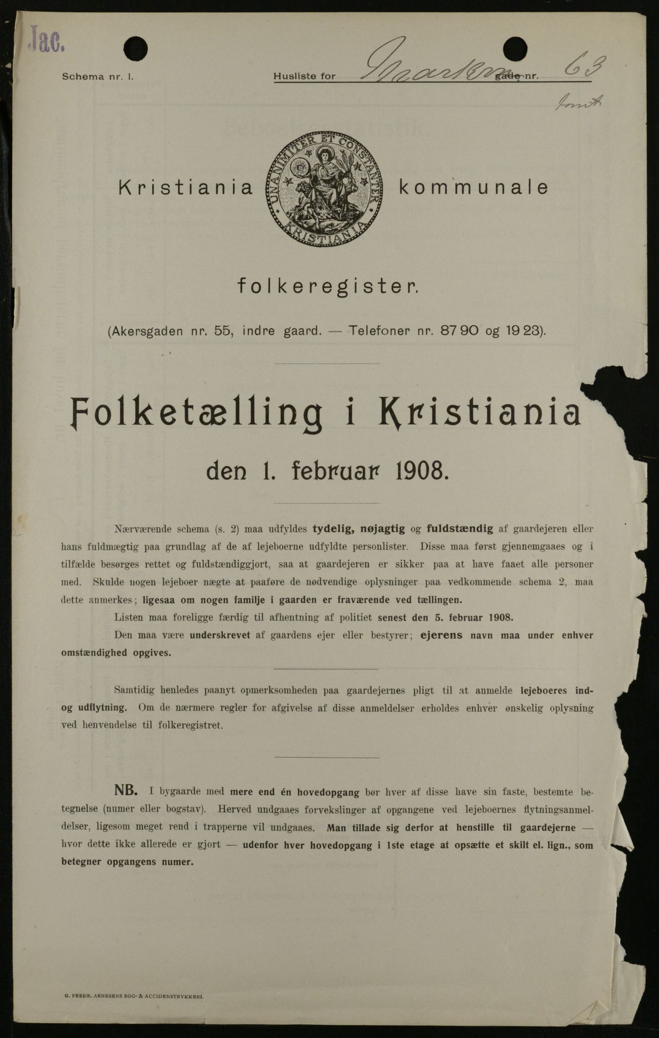 OBA, Municipal Census 1908 for Kristiania, 1908, p. 57784