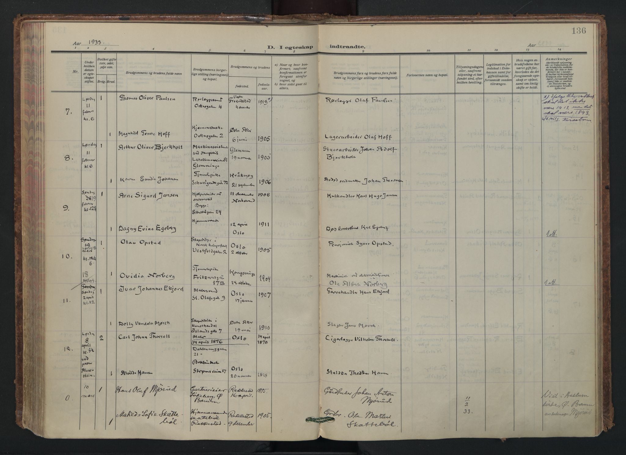 Vålerengen prestekontor Kirkebøker, SAO/A-10878/F/Fa/L0005: Parish register (official) no. 5, 1924-1936, p. 136