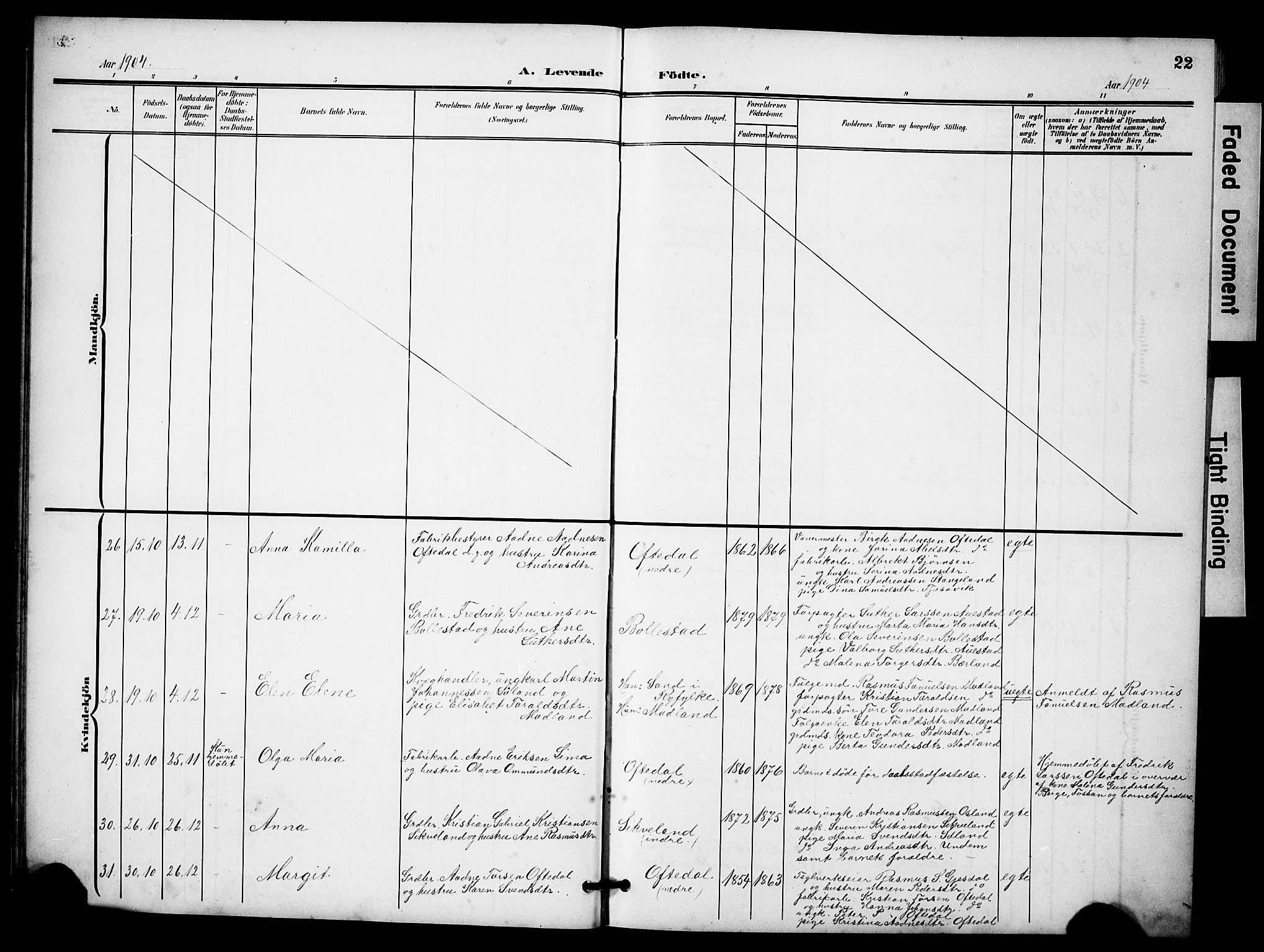 Lye sokneprestkontor, AV/SAST-A-101794/001/30BB/L0009: Parish register (copy) no. B 9, 1902-1923, p. 22