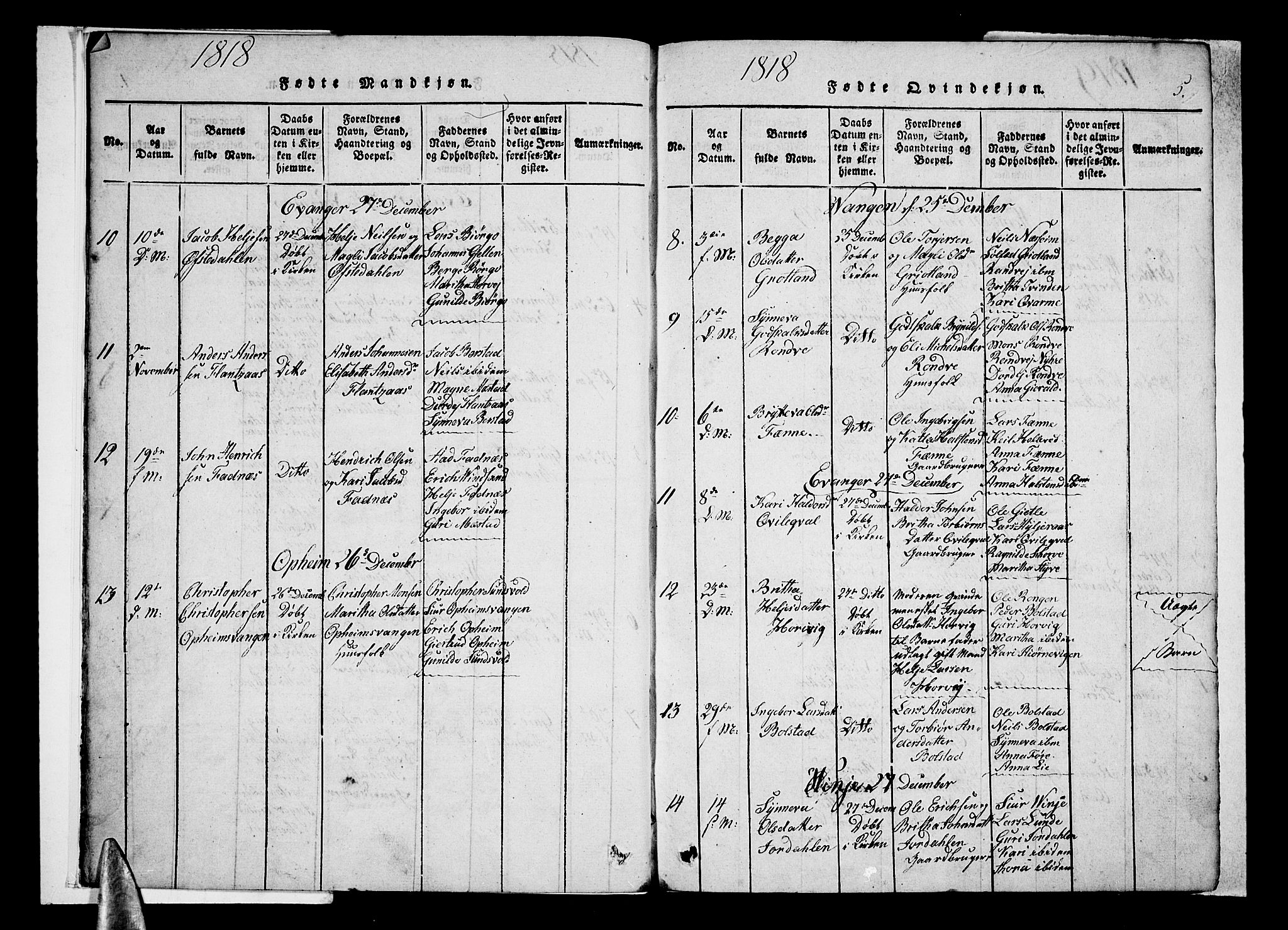 Voss sokneprestembete, SAB/A-79001/H/Haa: Parish register (official) no. A 11, 1816-1827, p. 5