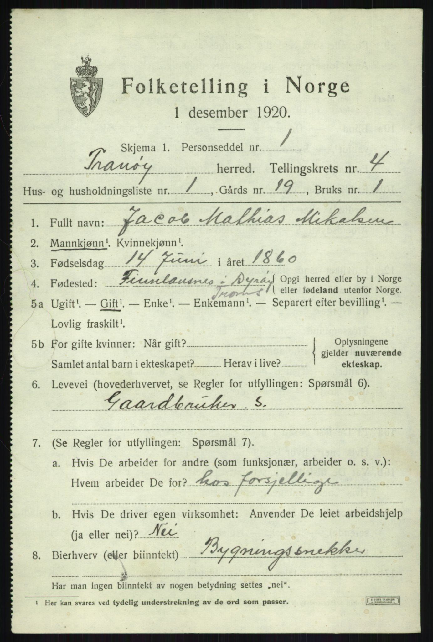 SATØ, 1920 census for Tranøy, 1920, p. 1945