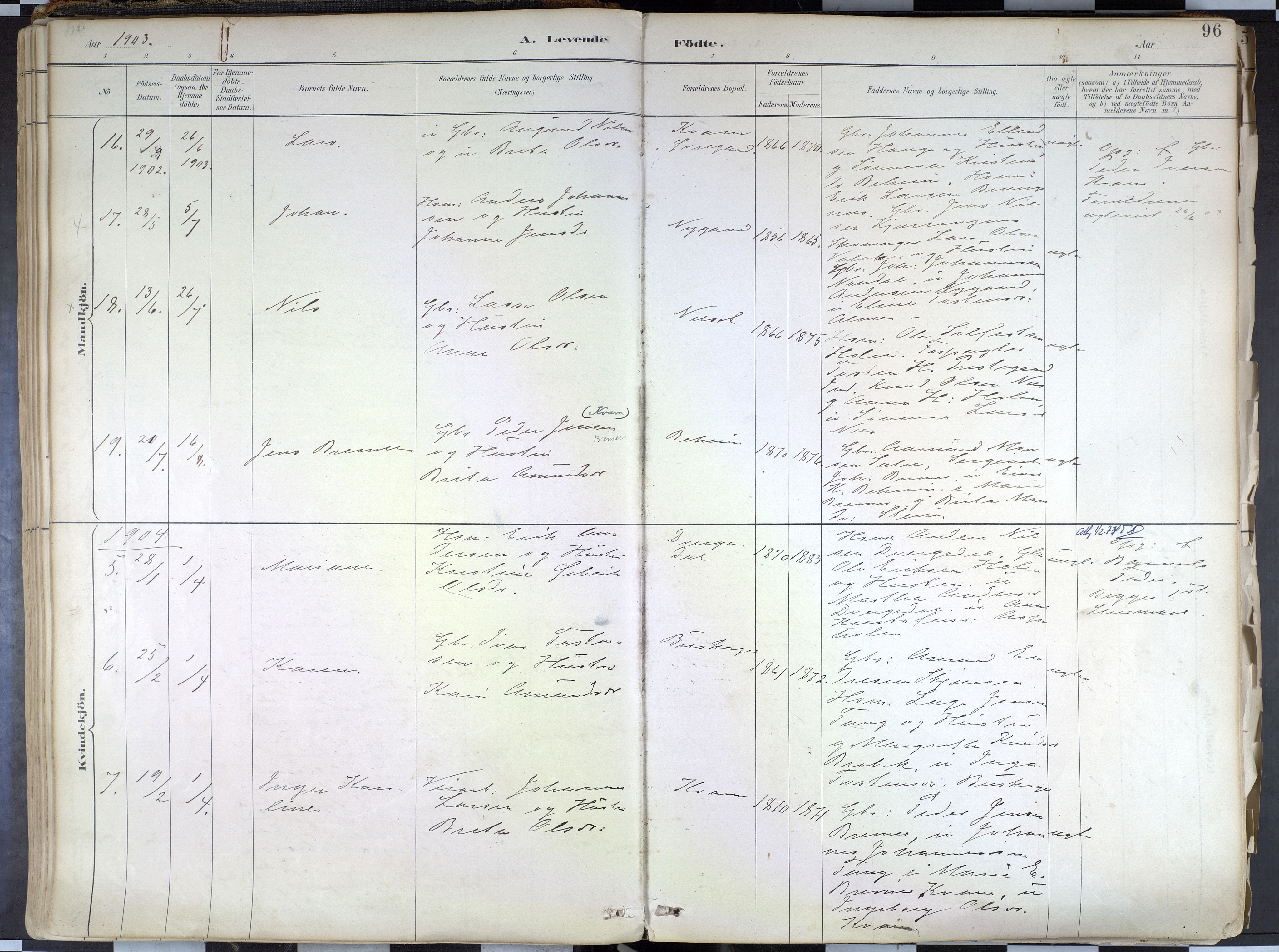 Hafslo sokneprestembete, AV/SAB-A-80301/H/Haa/Haab/L0001: Parish register (official) no. B 1, 1886-1945, p. 96