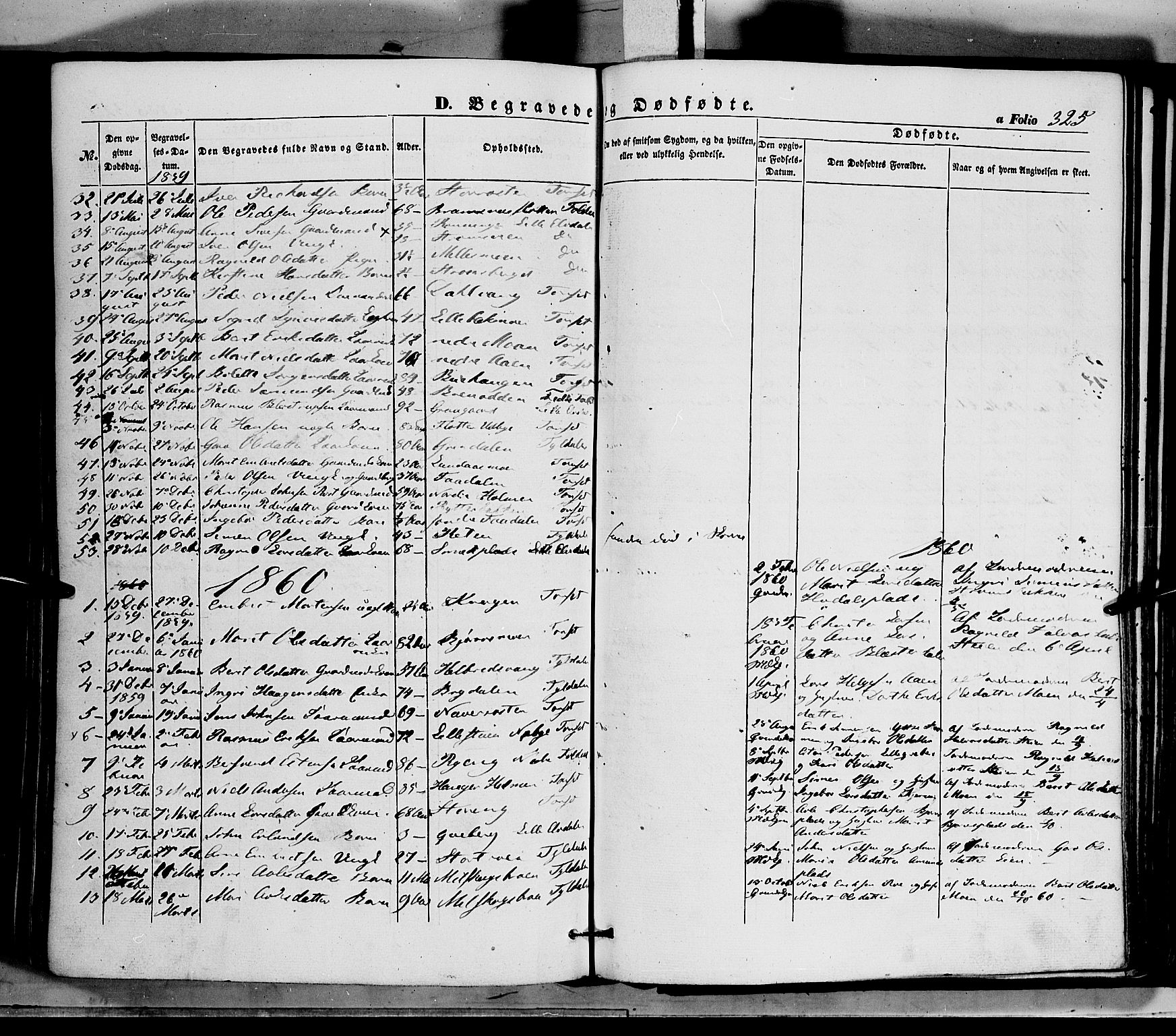 Tynset prestekontor, SAH/PREST-058/H/Ha/Haa/L0020: Parish register (official) no. 20, 1848-1862, p. 325