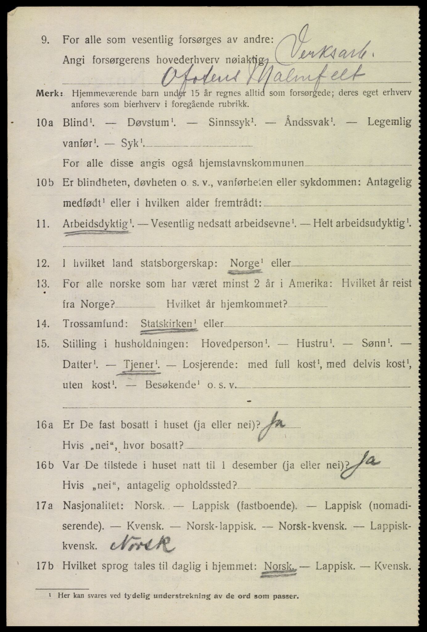 SAT, 1920 census for Evenes, 1920, p. 6115