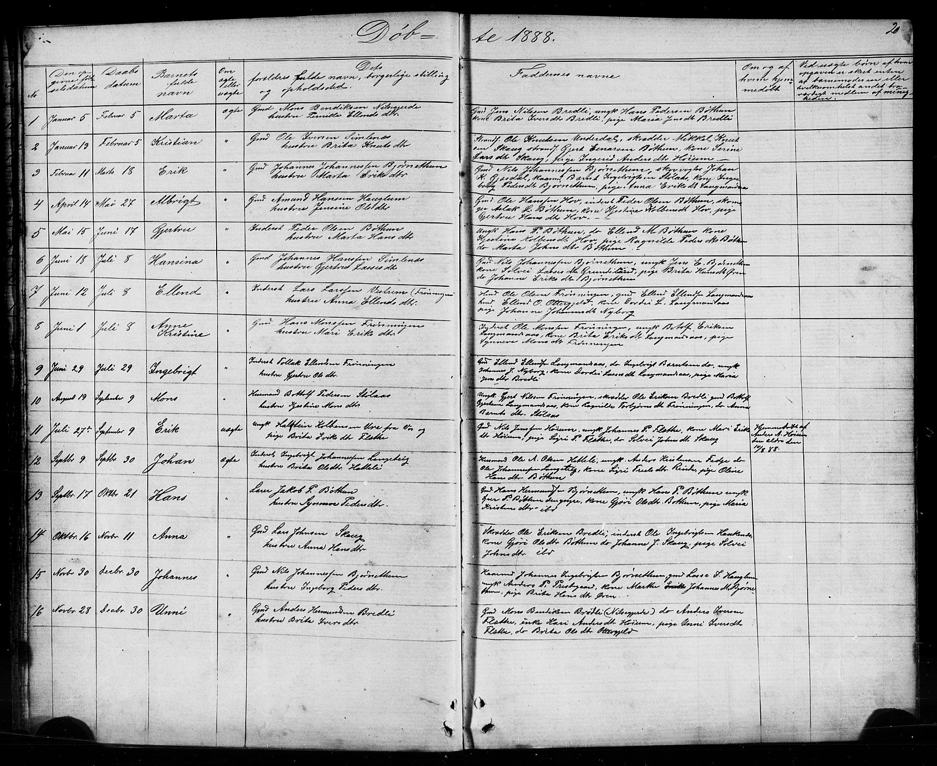 Leikanger sokneprestembete, SAB/A-81001: Parish register (copy) no. B 1, 1873-1908, p. 20