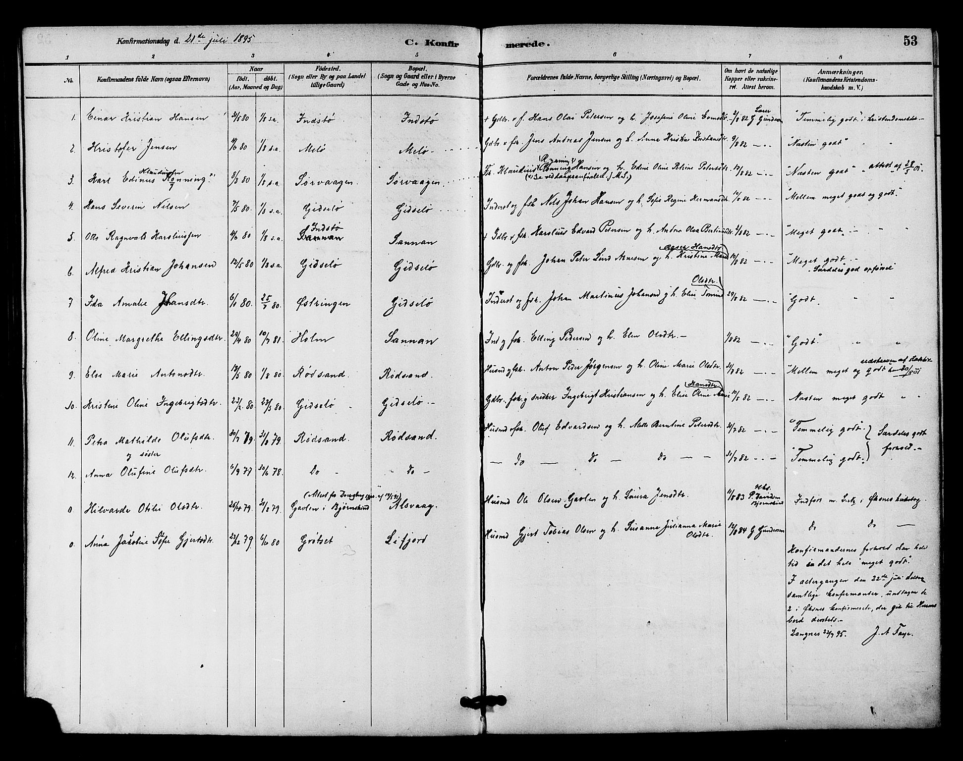 Ministerialprotokoller, klokkerbøker og fødselsregistre - Nordland, AV/SAT-A-1459/894/L1355: Parish register (official) no. 894A01, 1885-1896, p. 53