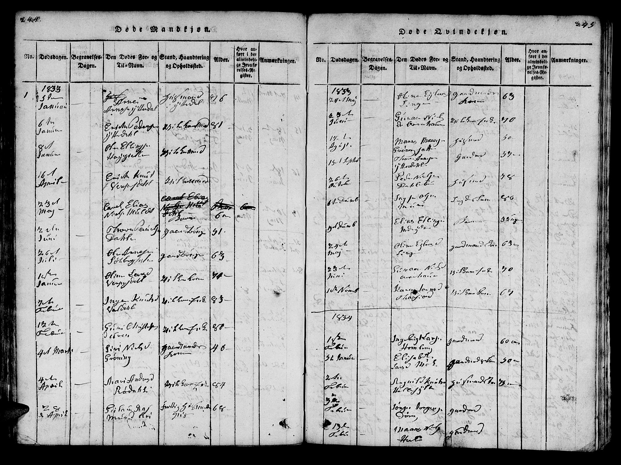 Ministerialprotokoller, klokkerbøker og fødselsregistre - Møre og Romsdal, SAT/A-1454/519/L0246: Parish register (official) no. 519A05, 1817-1834, p. 244-245