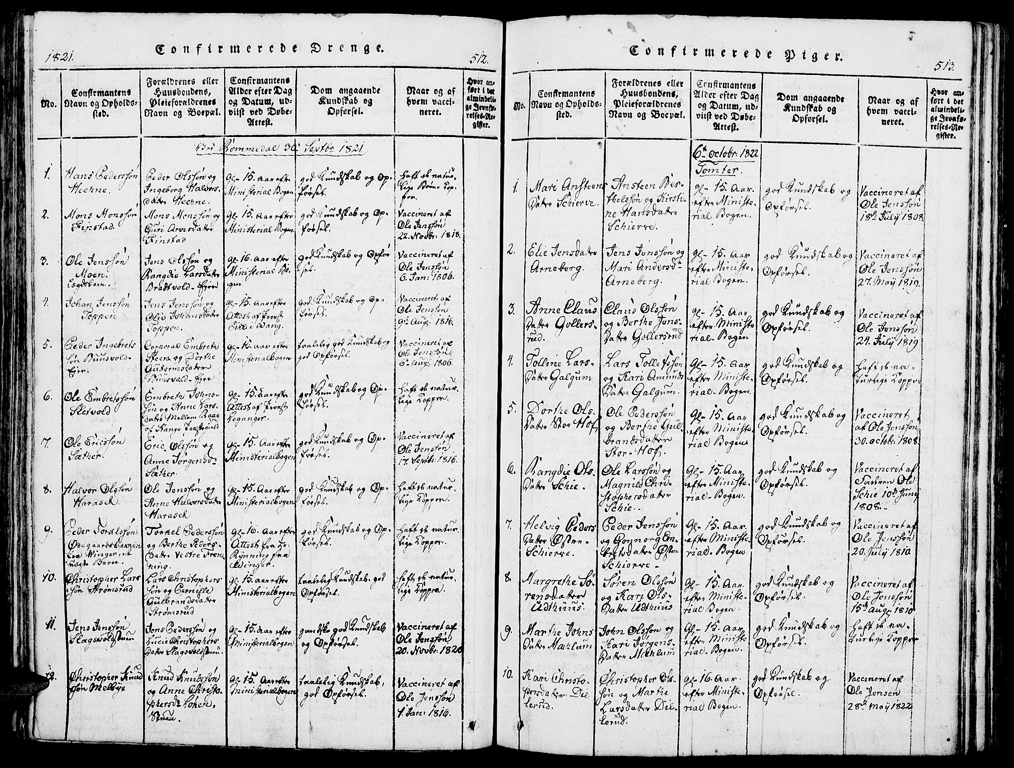 Romedal prestekontor, AV/SAH-PREST-004/K/L0002: Parish register (official) no. 2, 1814-1828, p. 512-513