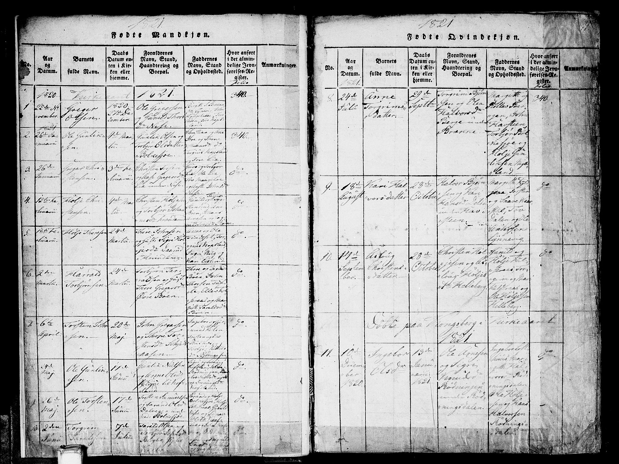 Gransherad kirkebøker, SAKO/A-267/F/Fa/L0001: Parish register (official) no. I 1, 1815-1843, p. 11