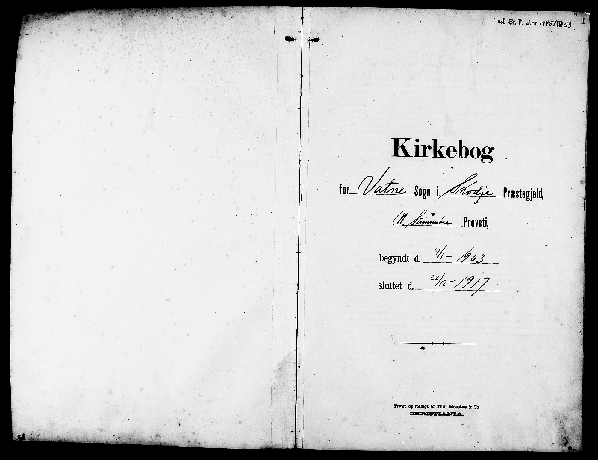 Ministerialprotokoller, klokkerbøker og fødselsregistre - Møre og Romsdal, SAT/A-1454/525/L0377: Parish register (copy) no. 525C03, 1903-1917, p. 1