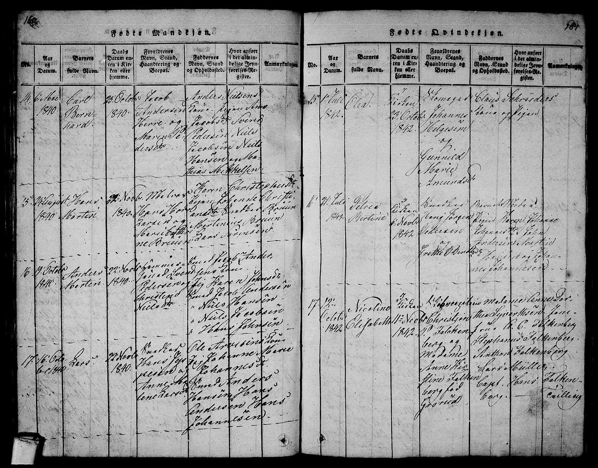 Larvik kirkebøker, AV/SAKO-A-352/G/Gb/L0001: Parish register (copy) no. II 1, 1818-1843, p. 160-161