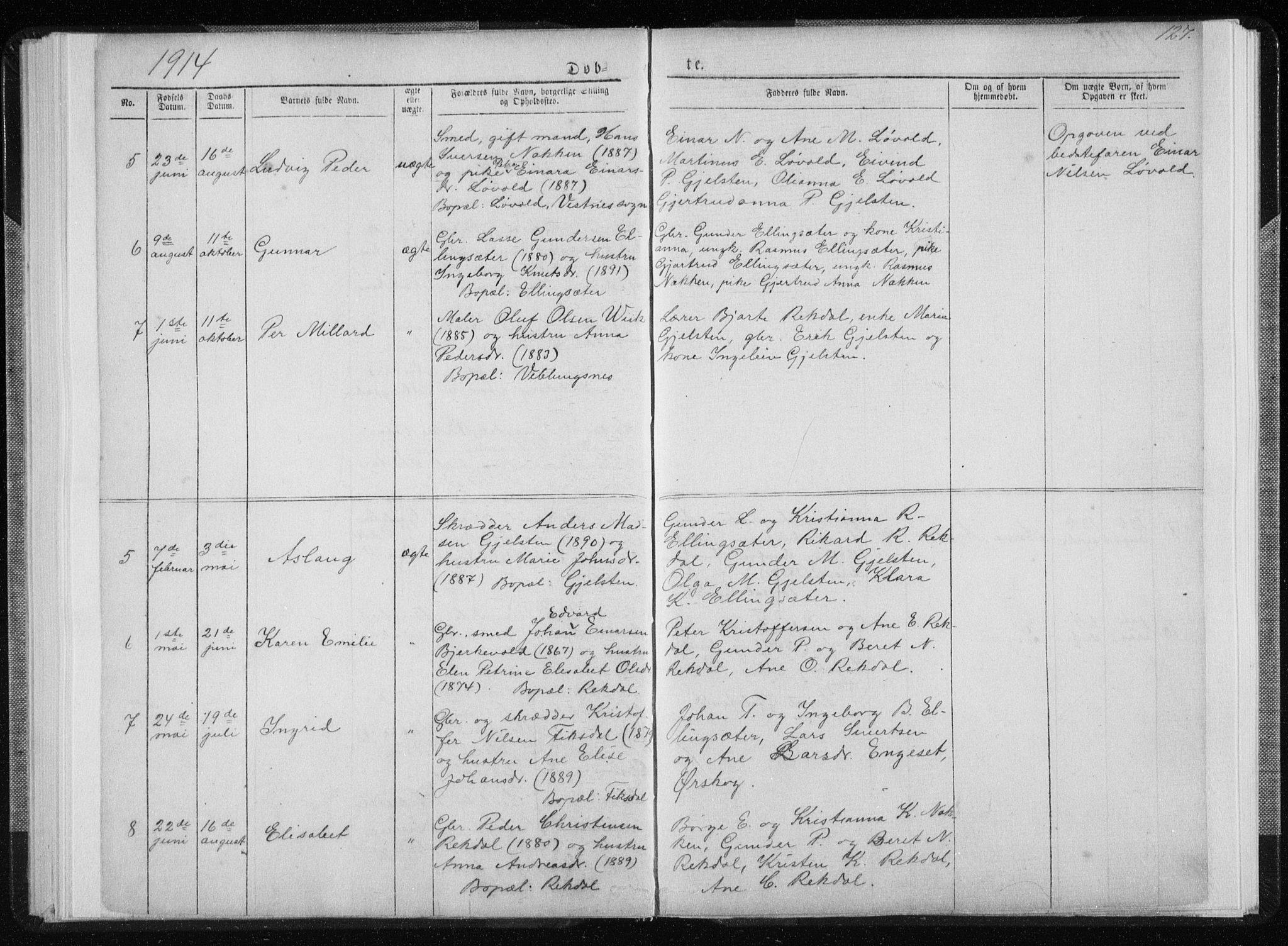 Ministerialprotokoller, klokkerbøker og fødselsregistre - Møre og Romsdal, SAT/A-1454/540/L0541: Parish register (copy) no. 540C01, 1867-1920, p. 127