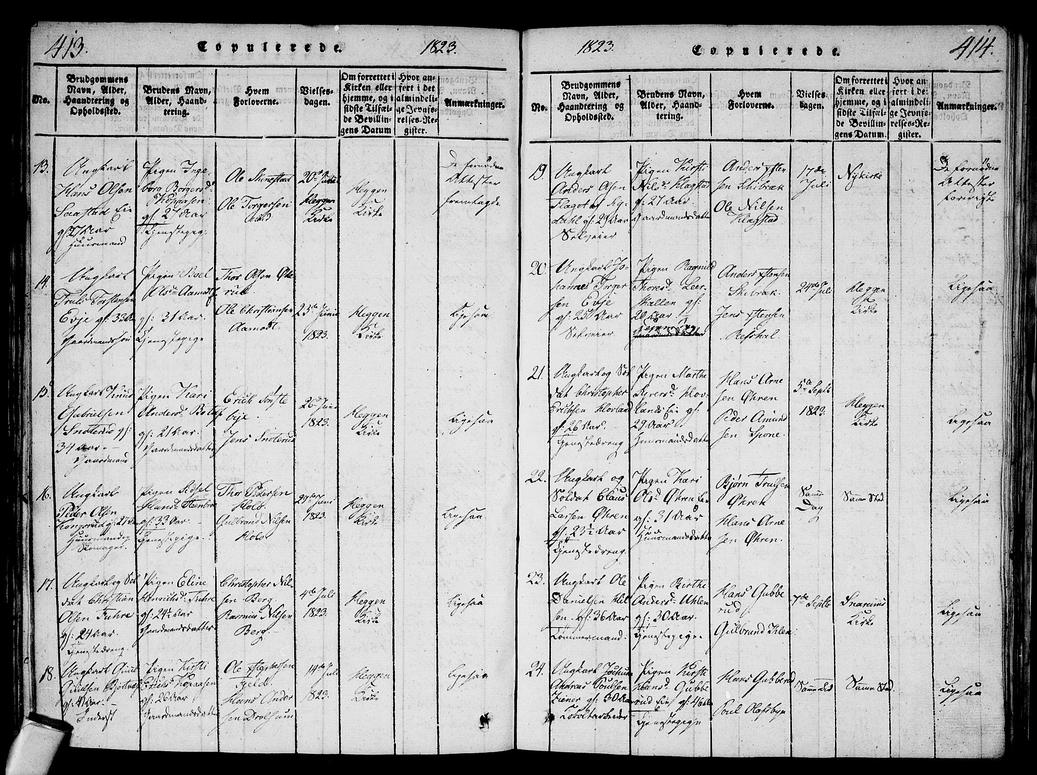 Modum kirkebøker, AV/SAKO-A-234/F/Fa/L0004: Parish register (official) no. 4, 1818-1824, p. 413-414