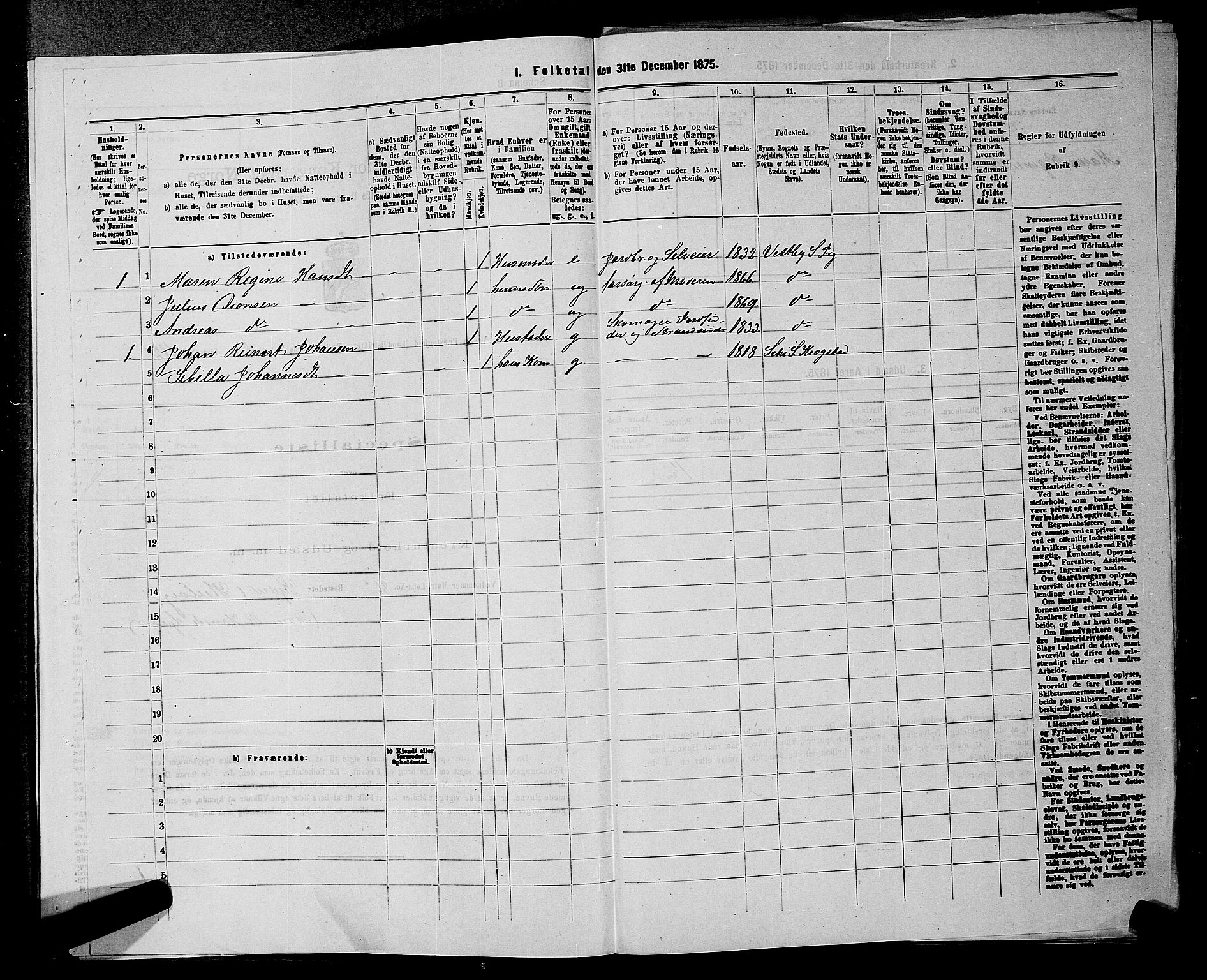 RA, 1875 census for 0211L Vestby/Vestby, Garder og Såner, 1875, p. 443