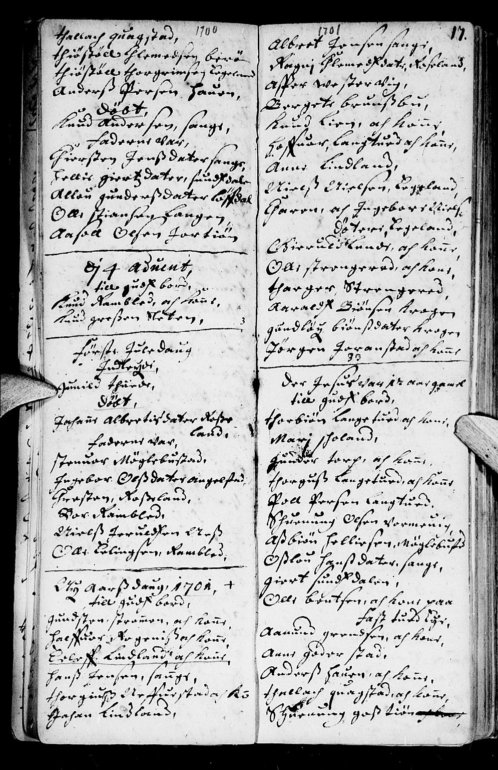 Holt sokneprestkontor, AV/SAK-1111-0021/F/Fb/L0001: Parish register (copy) no. B 1, 1699-1705, p. 17