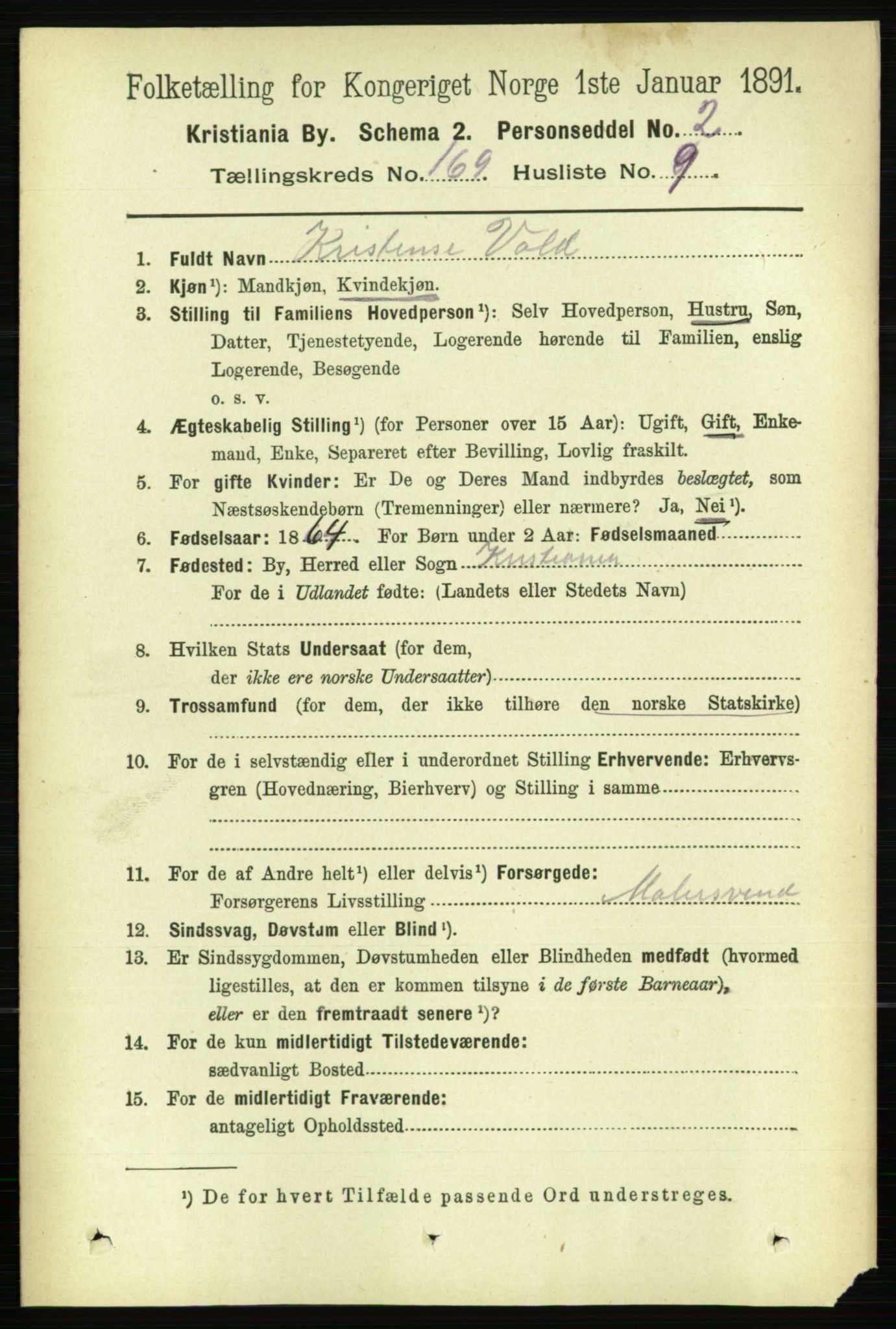 RA, 1891 census for 0301 Kristiania, 1891, p. 99047